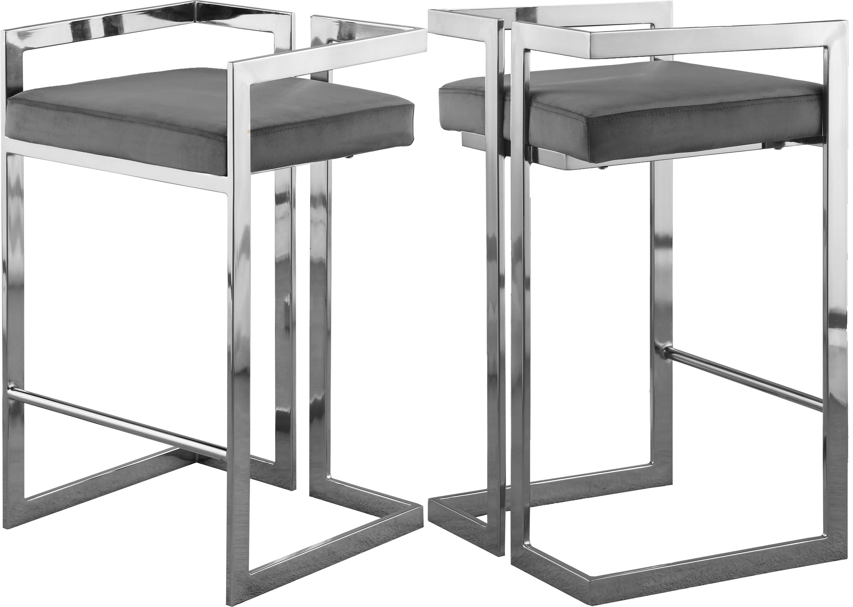 Ezra Grey Velvet Stool