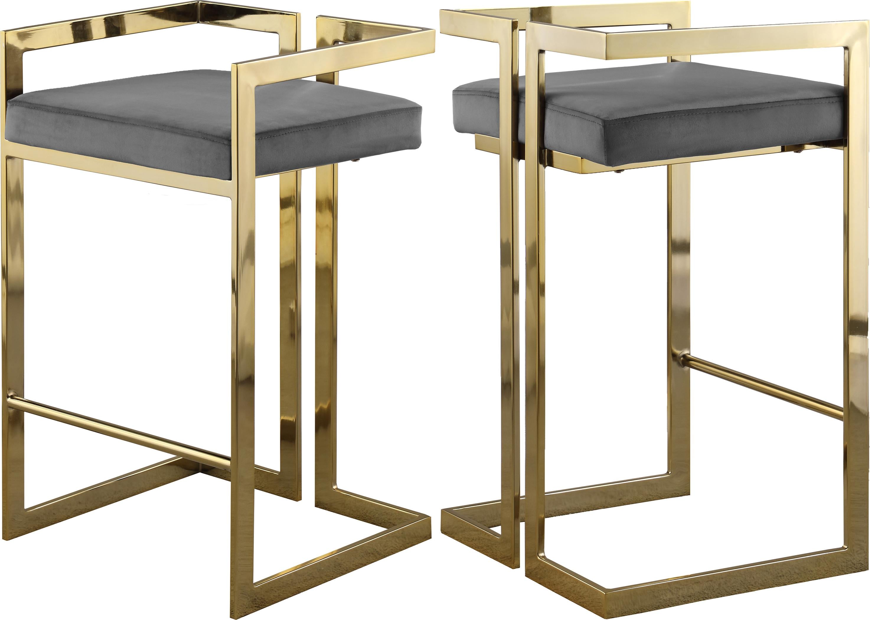 Ezra Grey Velvet Stool - Luxury Home Furniture (MI)