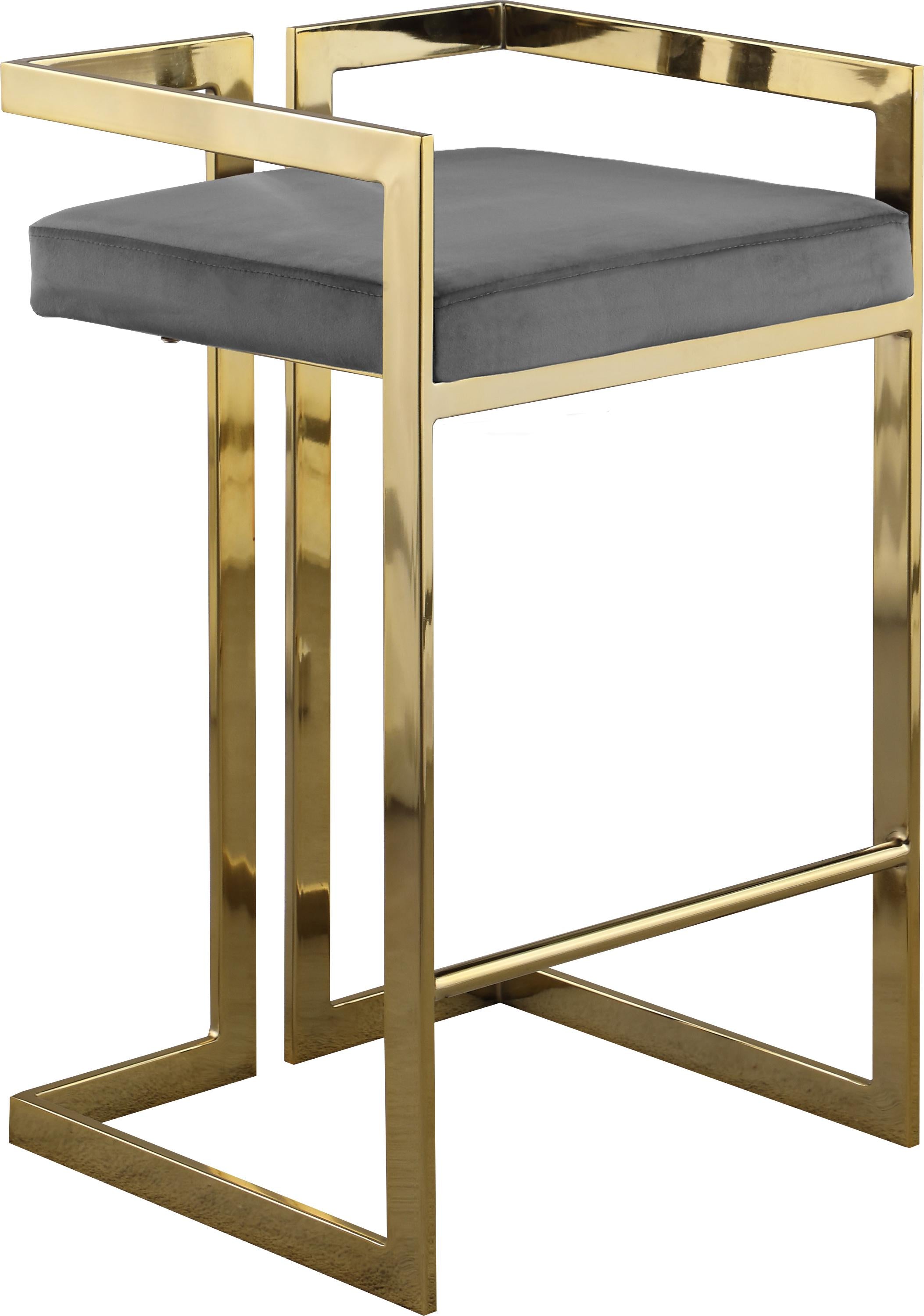 Ezra Grey Velvet Stool - Luxury Home Furniture (MI)