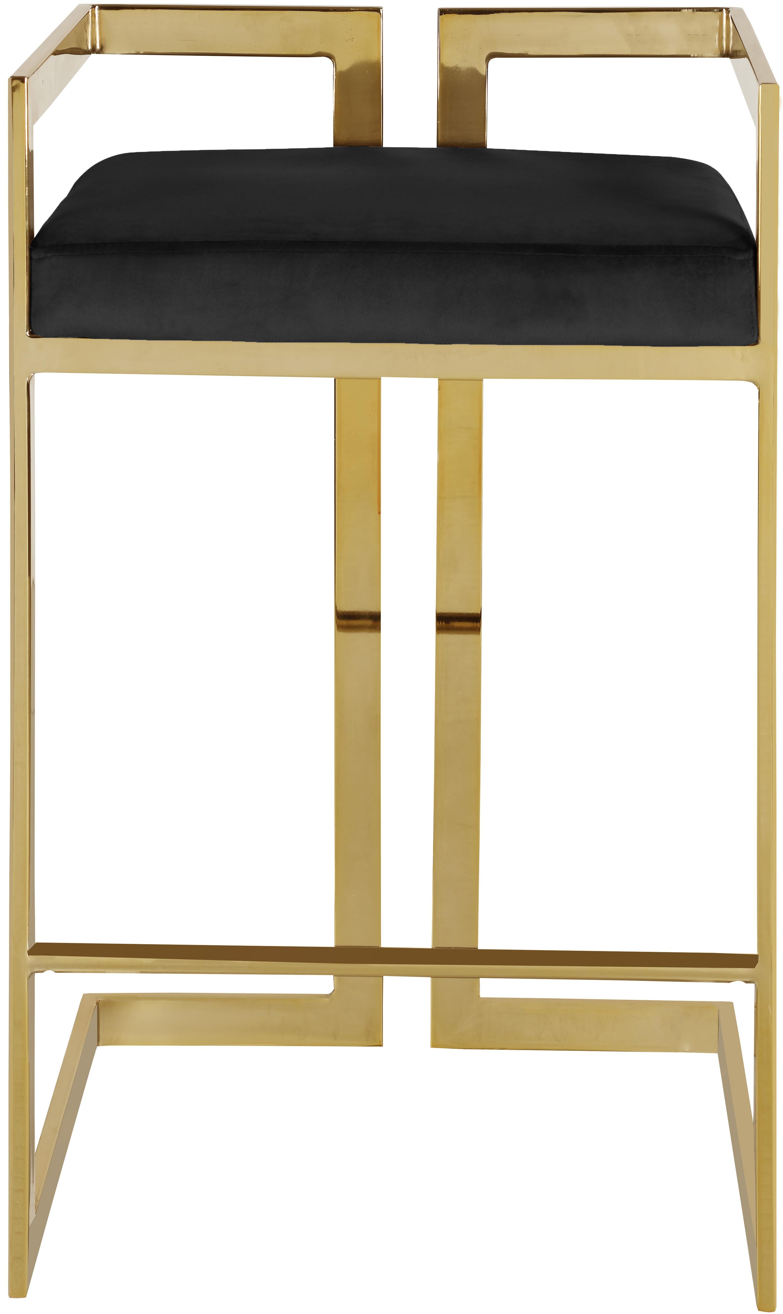 Ezra Black Velvet Stool - Luxury Home Furniture (MI)