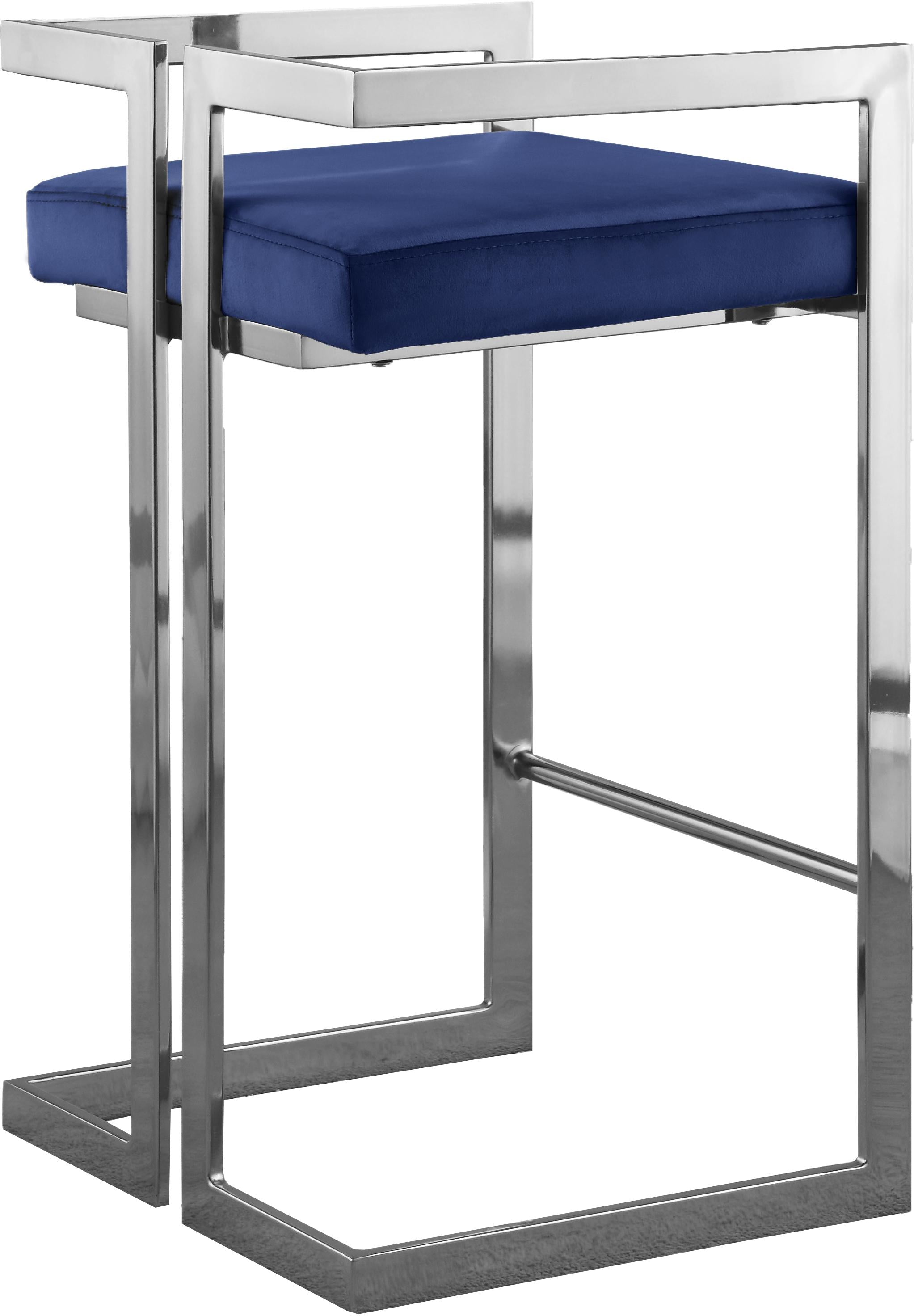 Ezra Navy Velvet Stool - Luxury Home Furniture (MI)