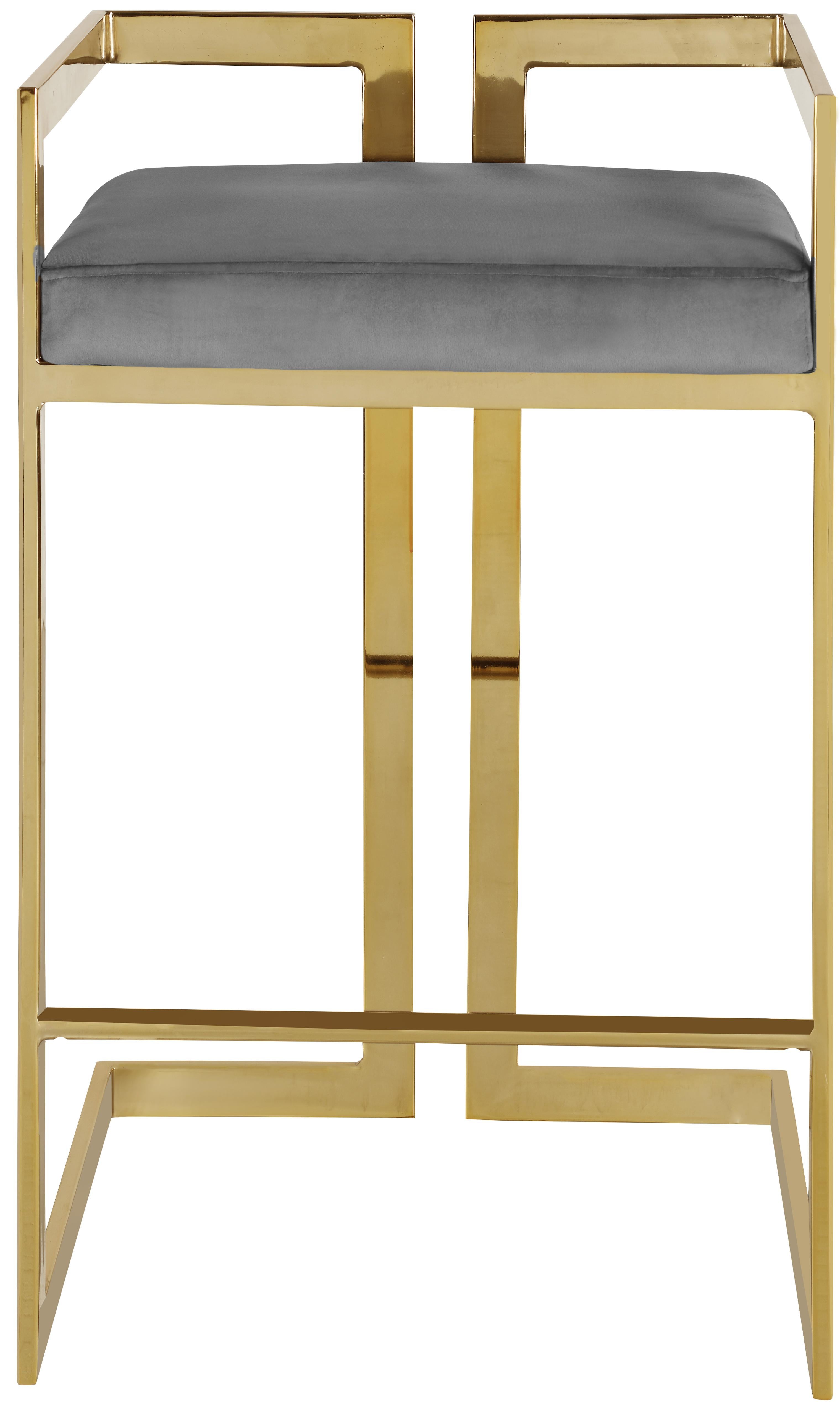 Ezra Grey Velvet Stool - Luxury Home Furniture (MI)