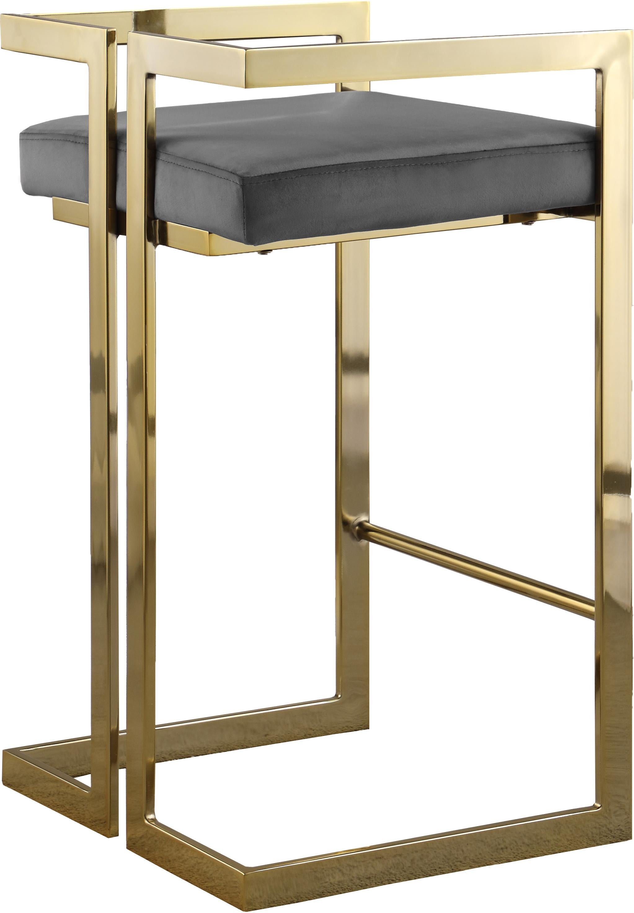 Ezra Grey Velvet Stool - Luxury Home Furniture (MI)