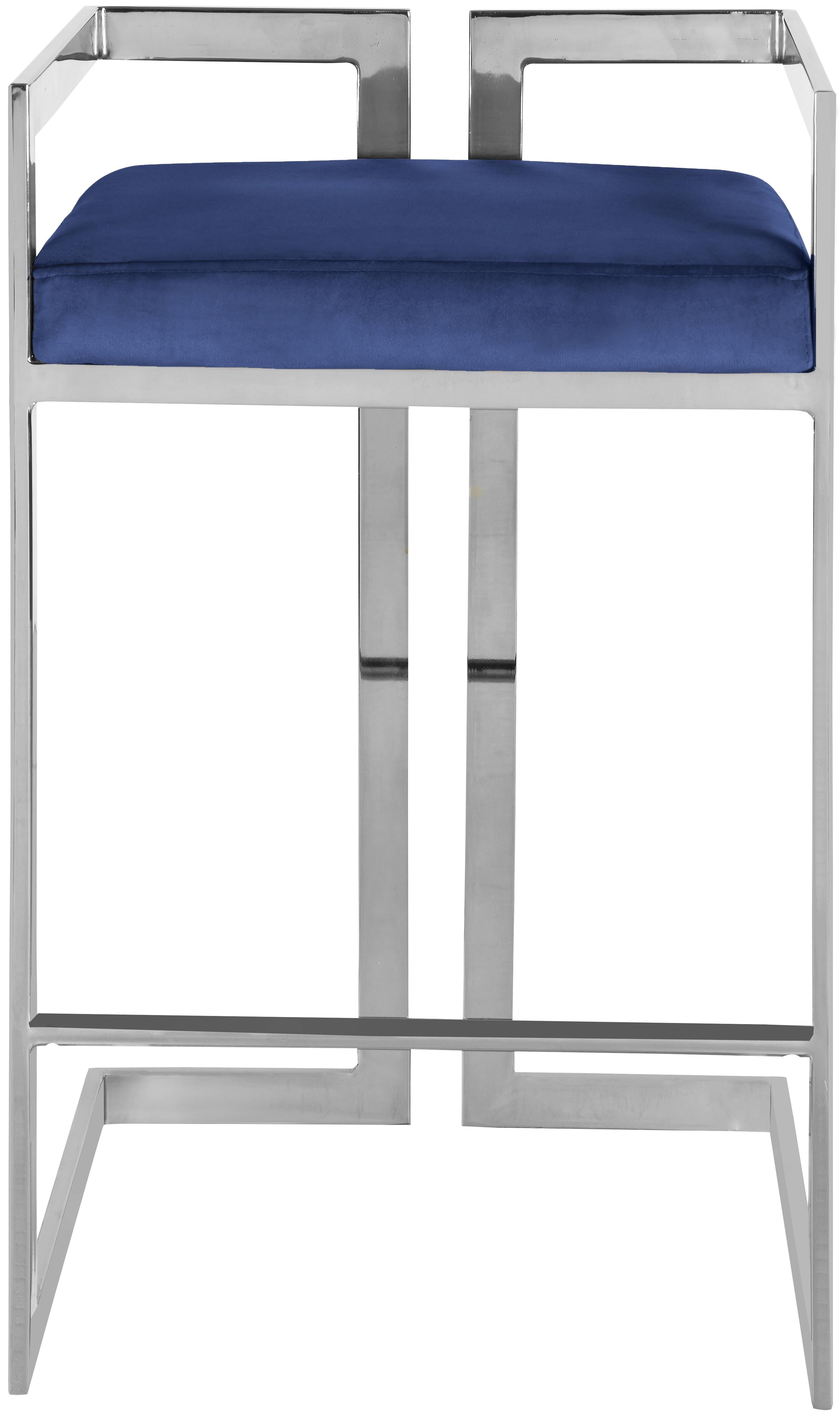 Ezra Navy Velvet Stool - Luxury Home Furniture (MI)