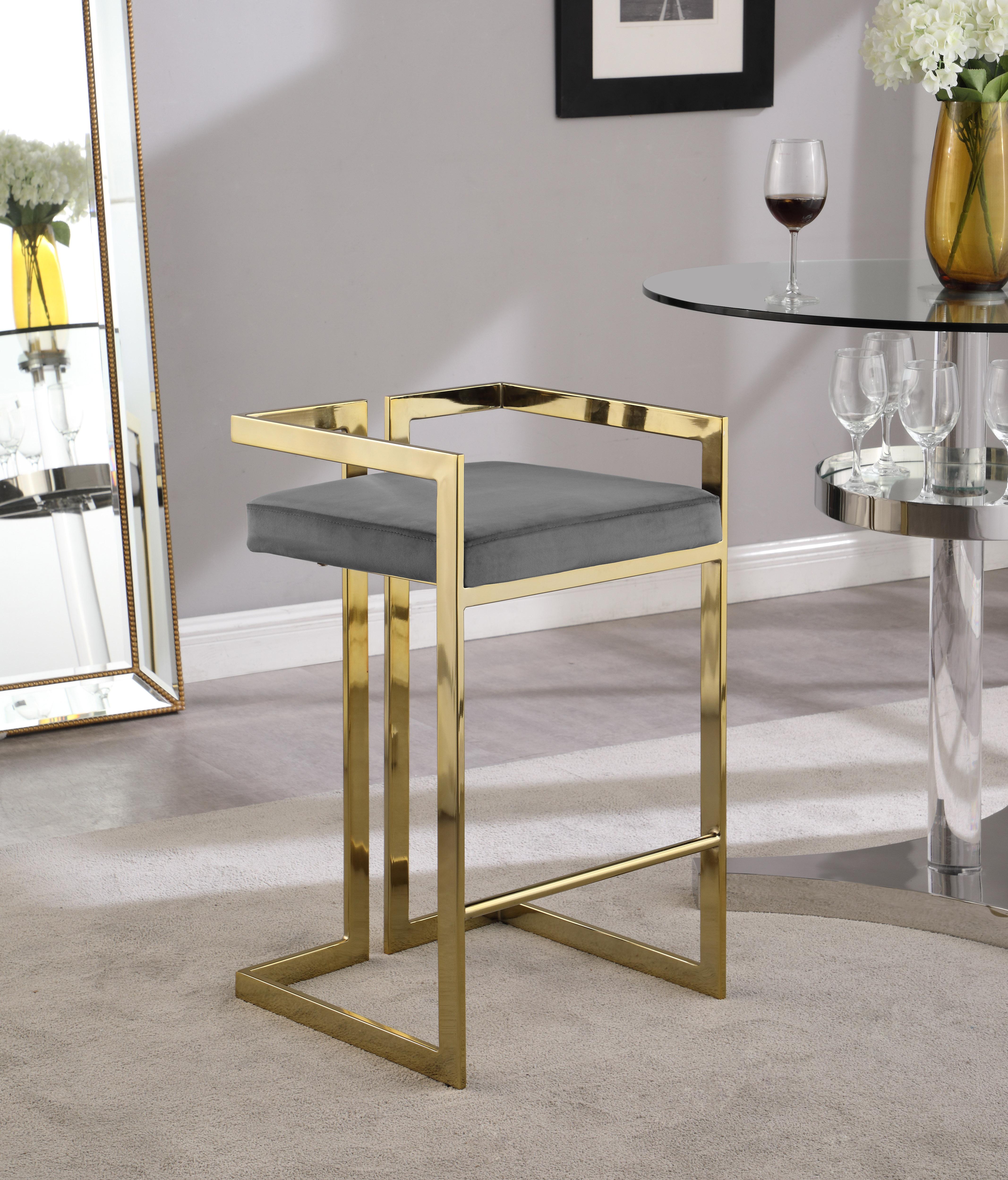 Ezra Grey Velvet Stool - Luxury Home Furniture (MI)