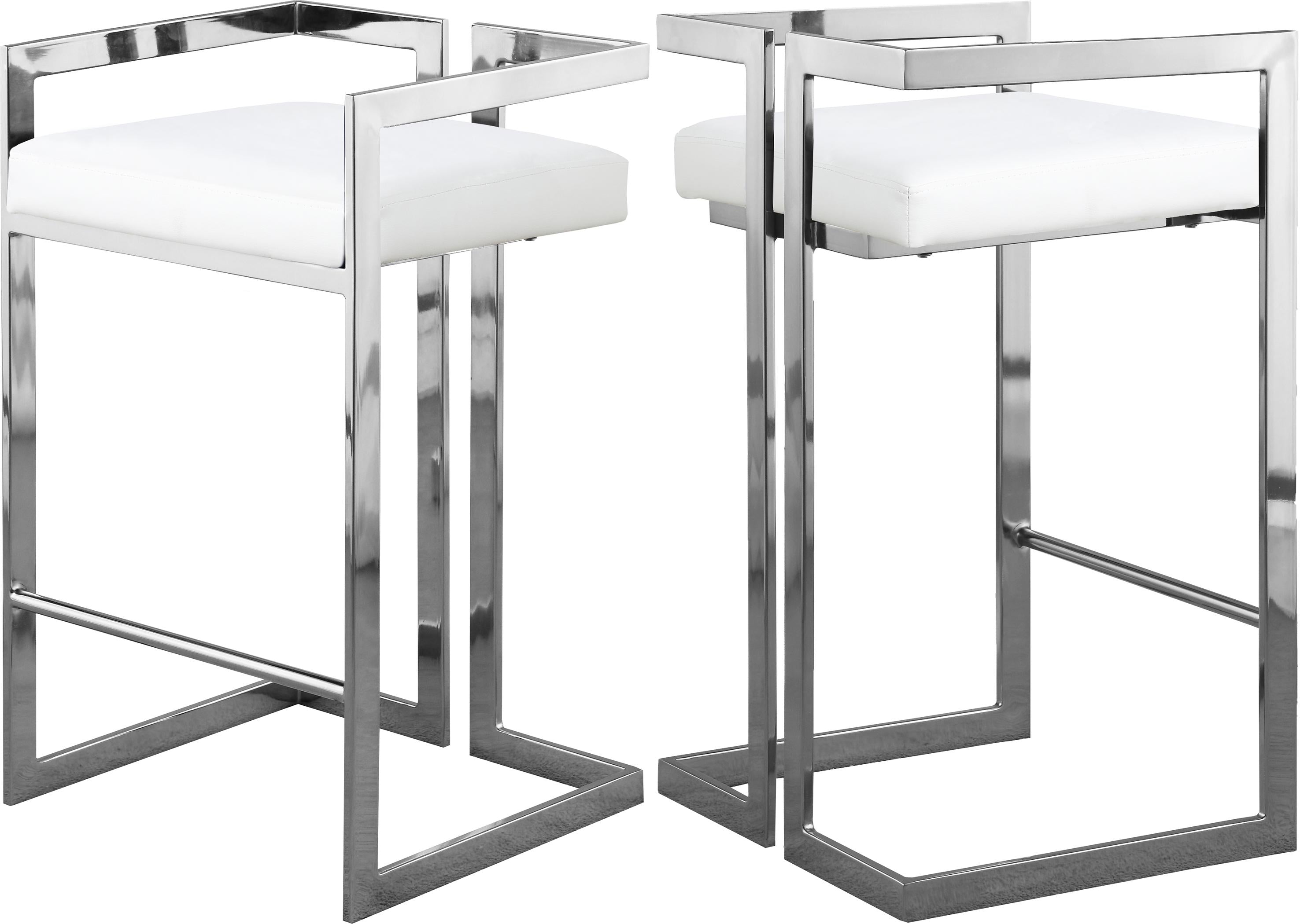 Ezra White Faux Leather Stool - Luxury Home Furniture (MI)