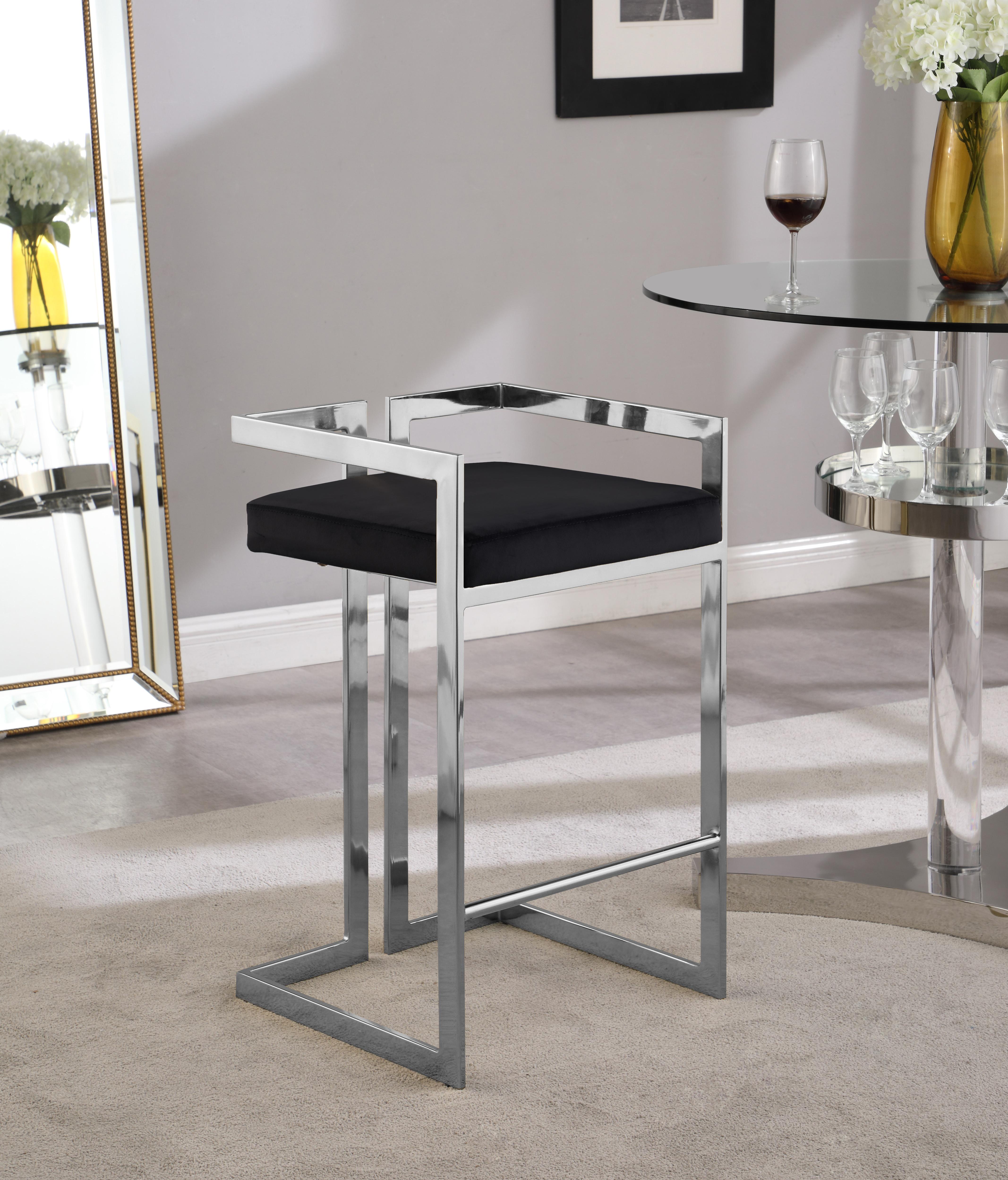 Ezra Black Velvet Stool - Luxury Home Furniture (MI)