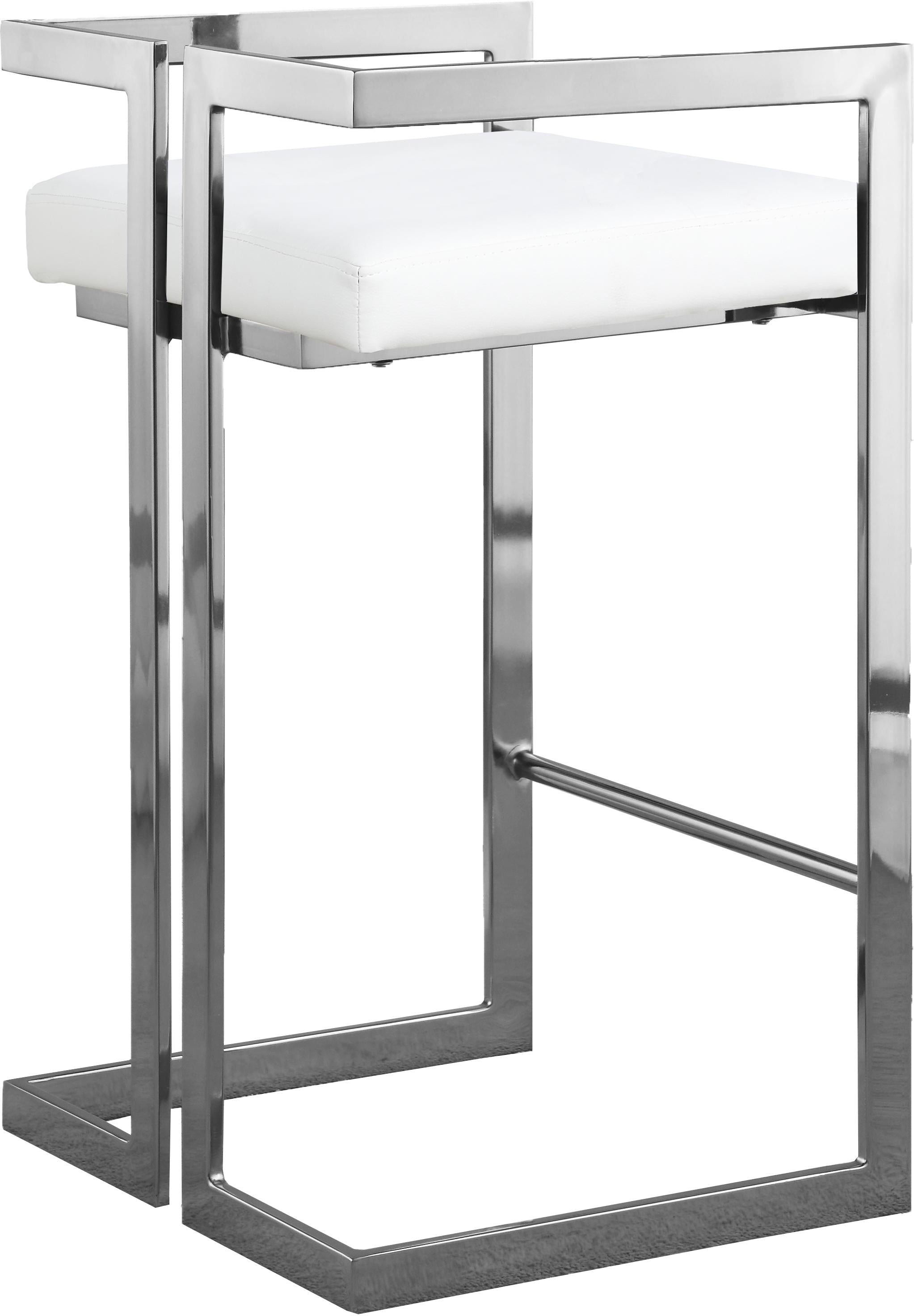 Ezra White Faux Leather Stool - Luxury Home Furniture (MI)