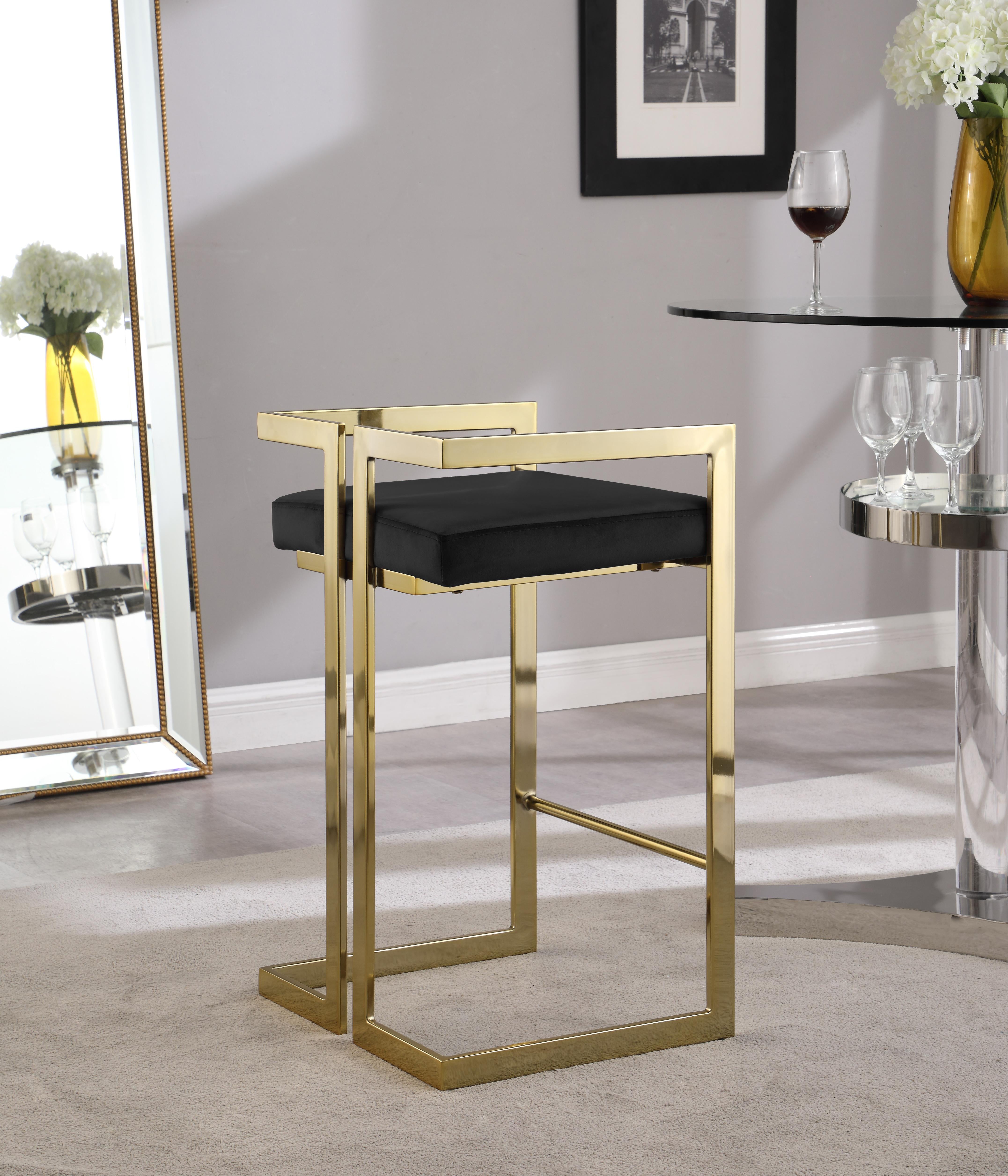 Ezra Black Velvet Stool - Luxury Home Furniture (MI)