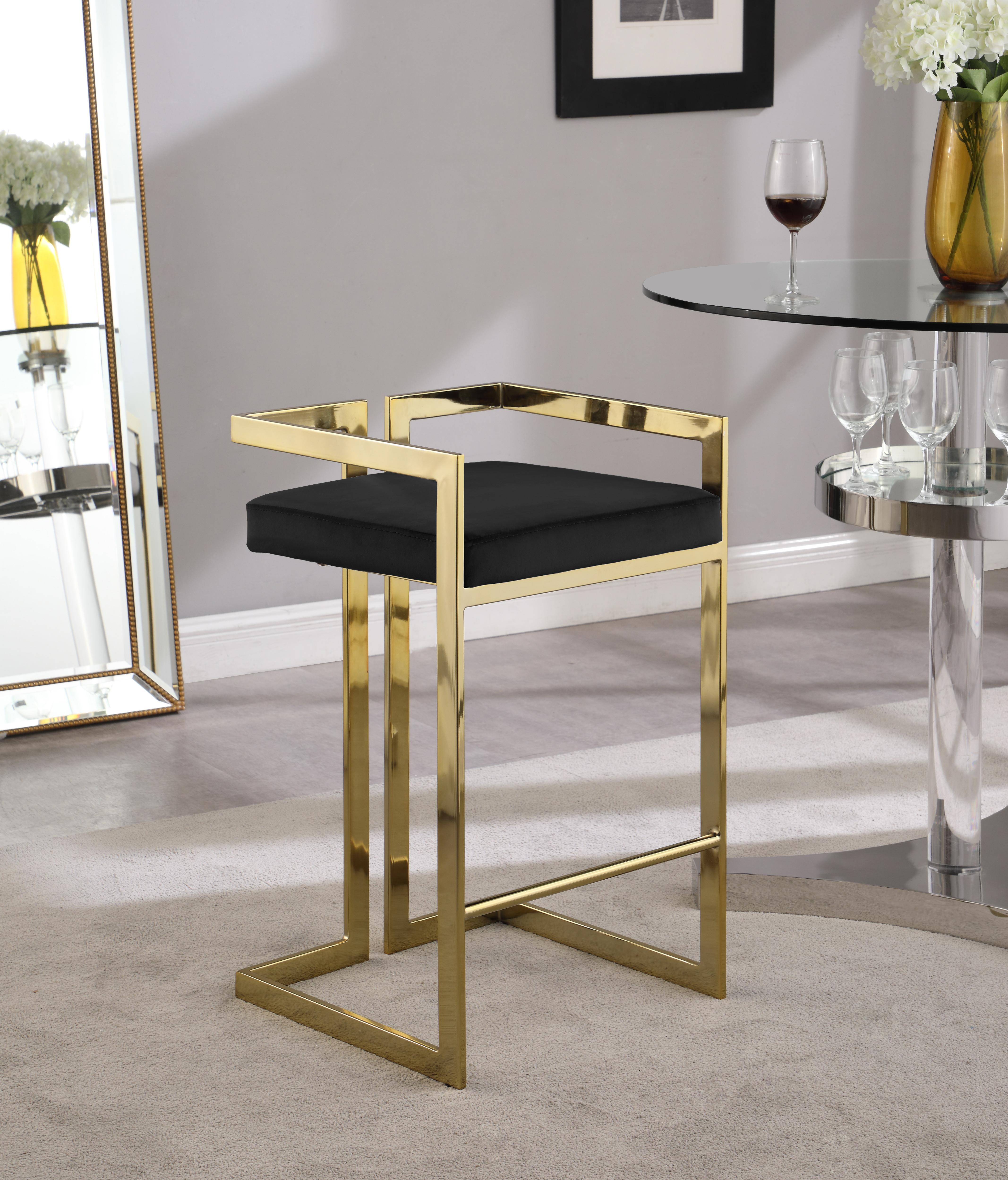 Ezra Black Velvet Stool - Luxury Home Furniture (MI)