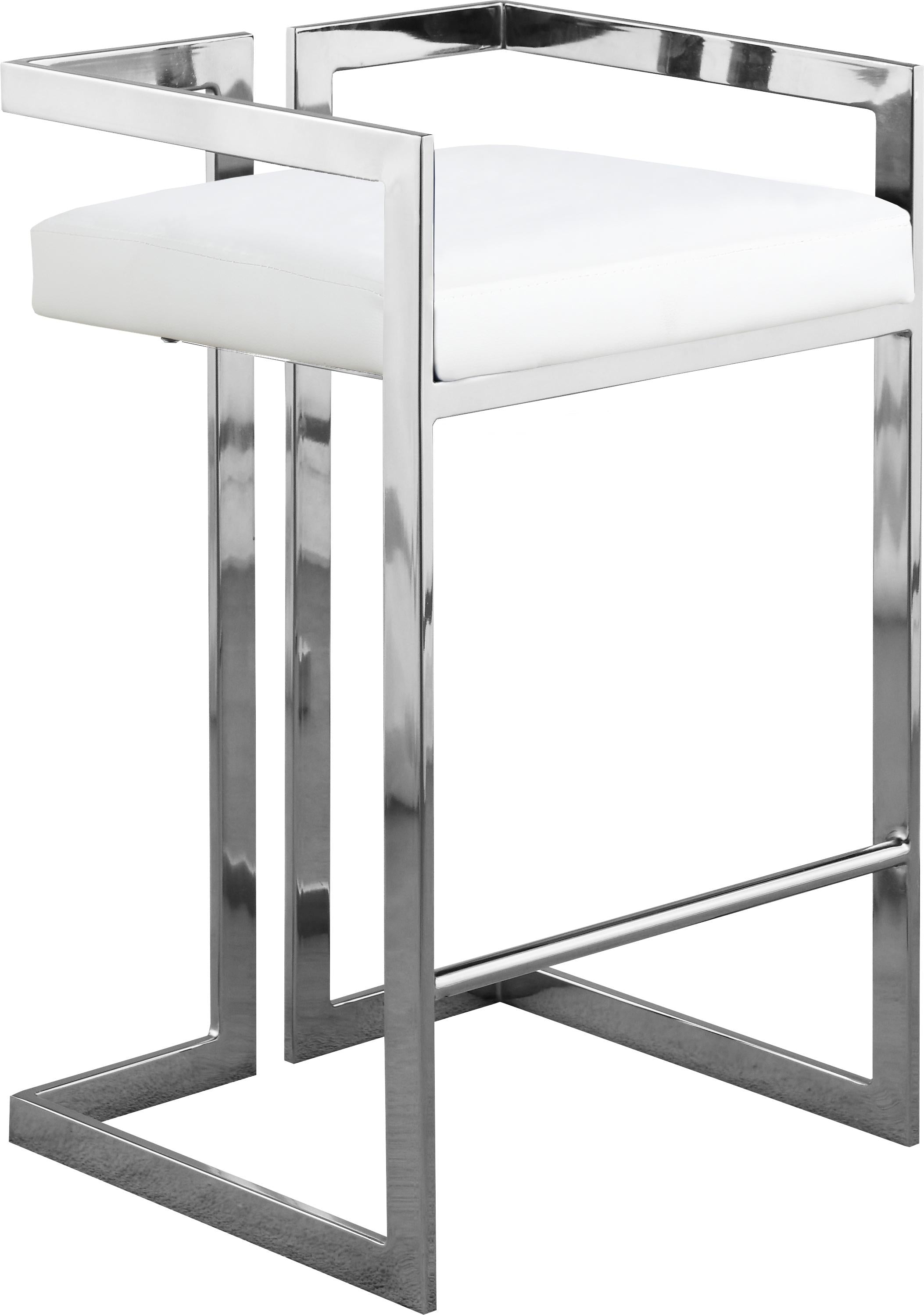 Ezra White Faux Leather Stool - Luxury Home Furniture (MI)