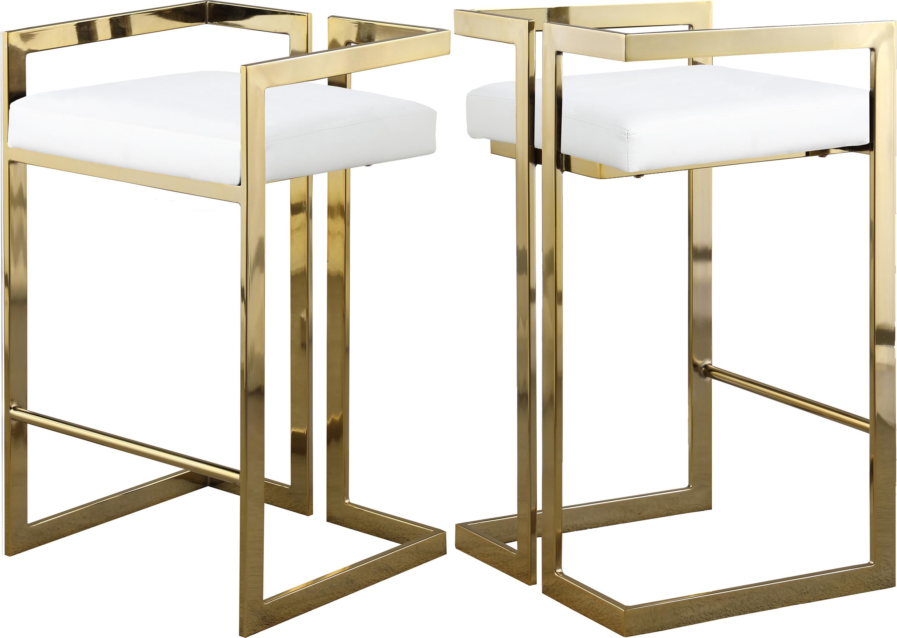 Ezra White Faux Leather Stool - Luxury Home Furniture (MI)