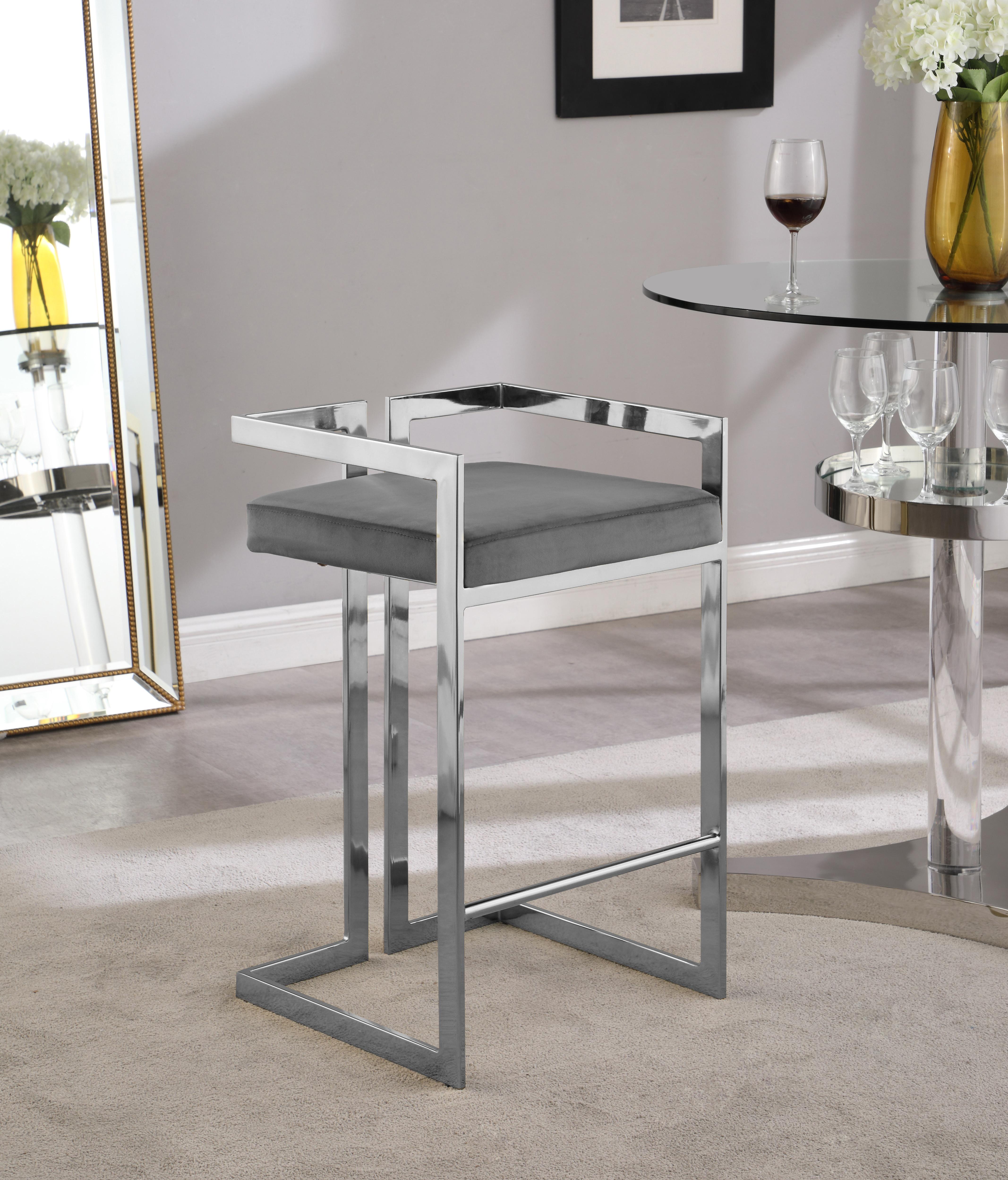 Ezra Grey Velvet Stool - Luxury Home Furniture (MI)