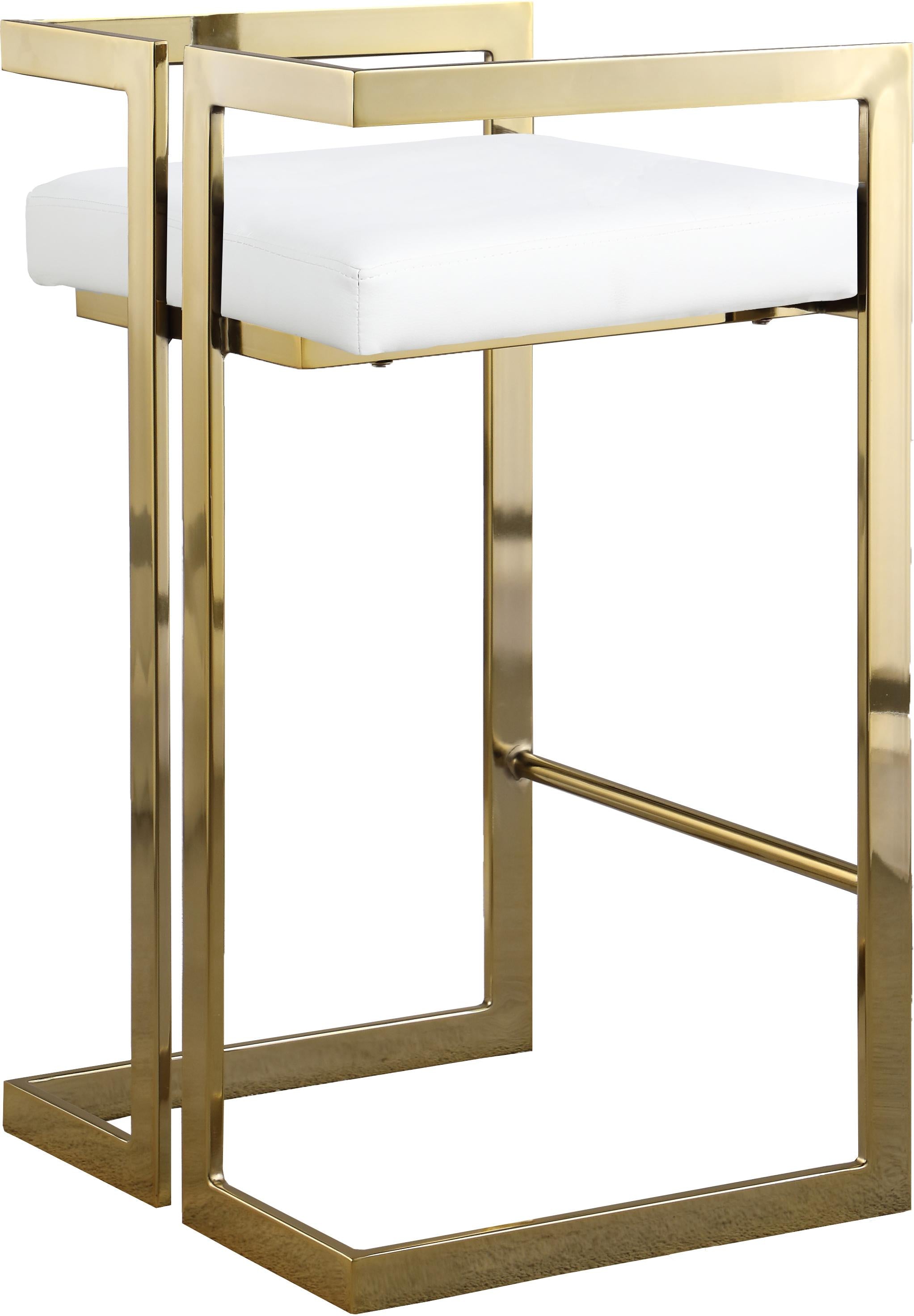 Ezra White Faux Leather Stool - Luxury Home Furniture (MI)