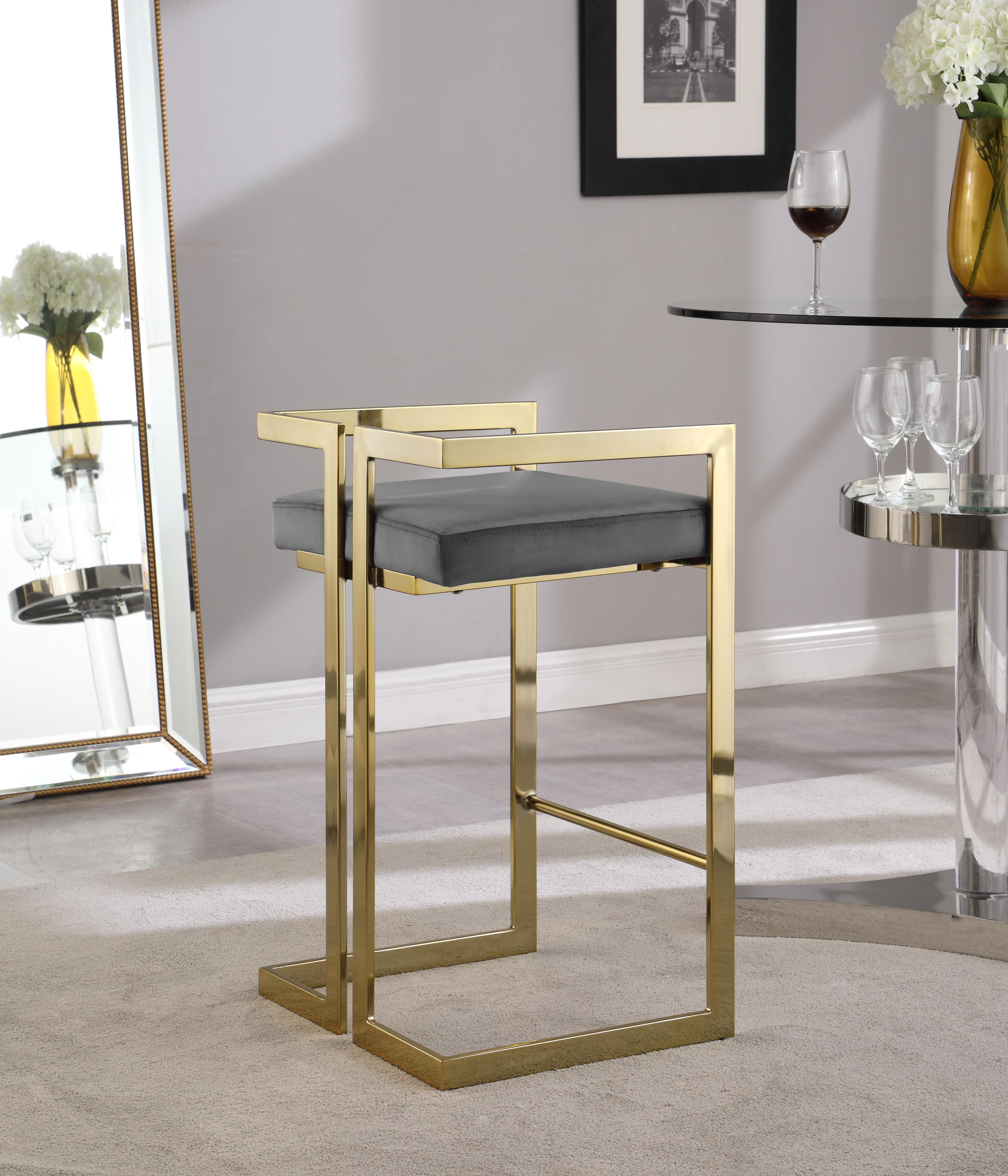 Ezra Grey Velvet Stool - Luxury Home Furniture (MI)