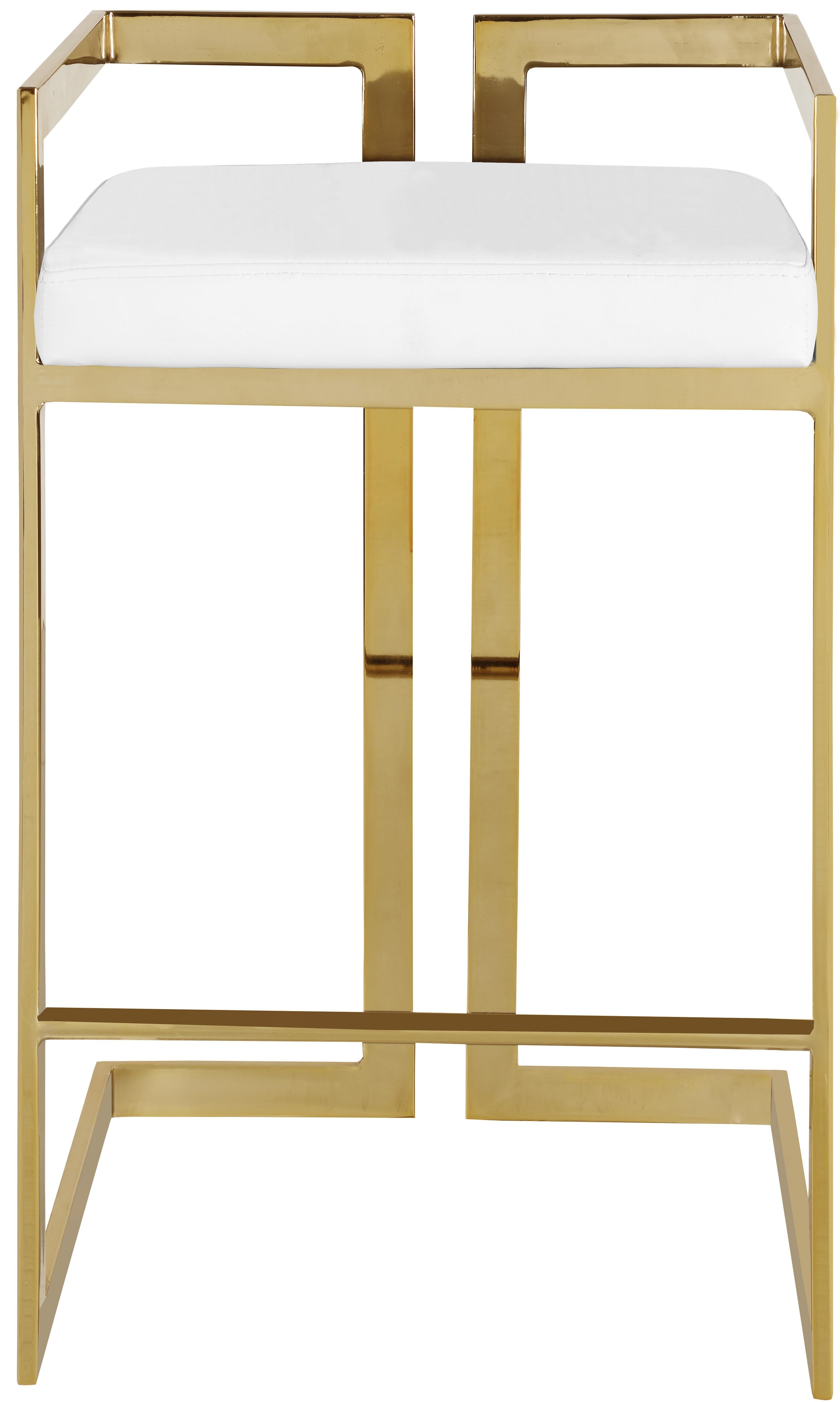 Ezra White Faux Leather Stool - Luxury Home Furniture (MI)