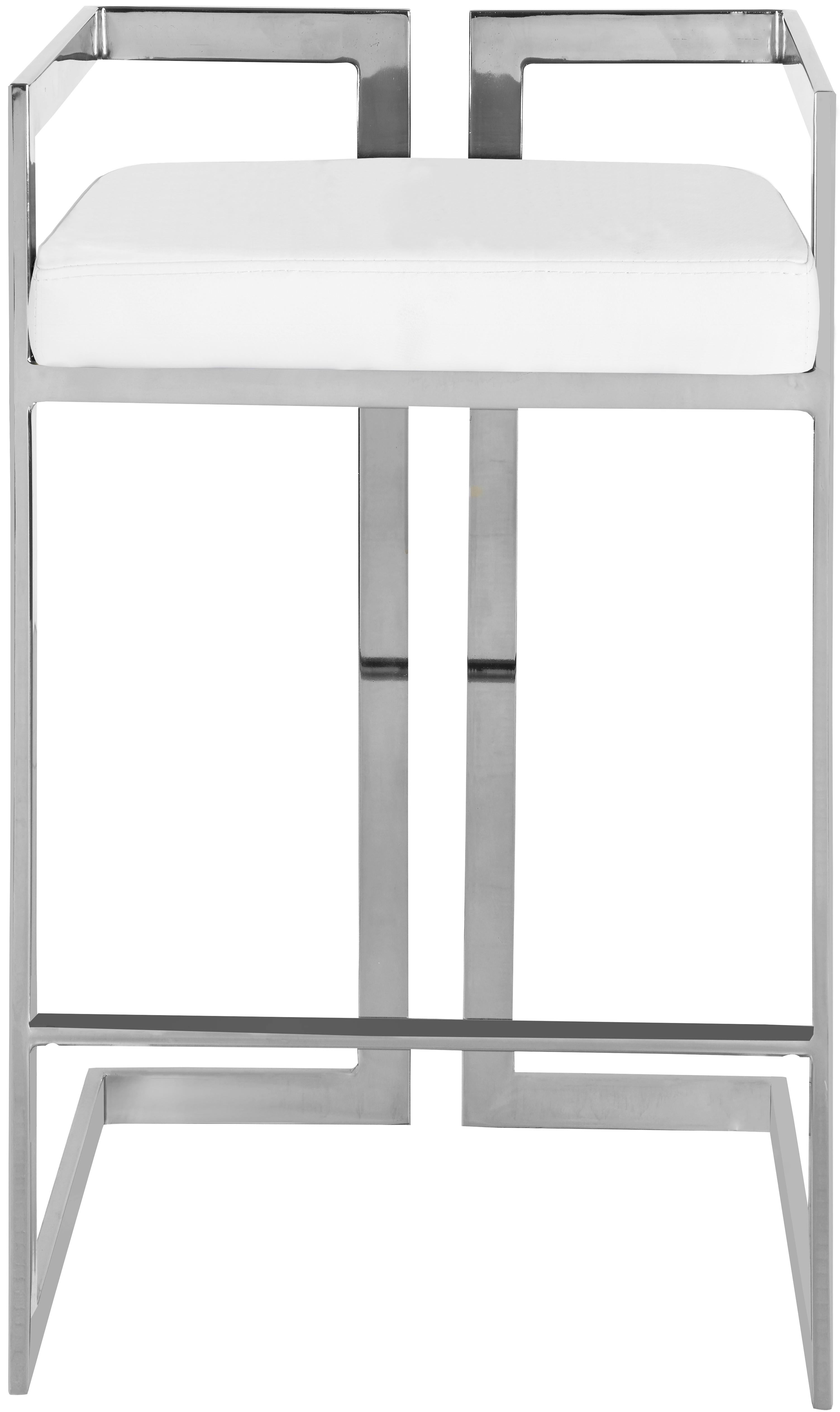 Ezra White Faux Leather Stool - Luxury Home Furniture (MI)