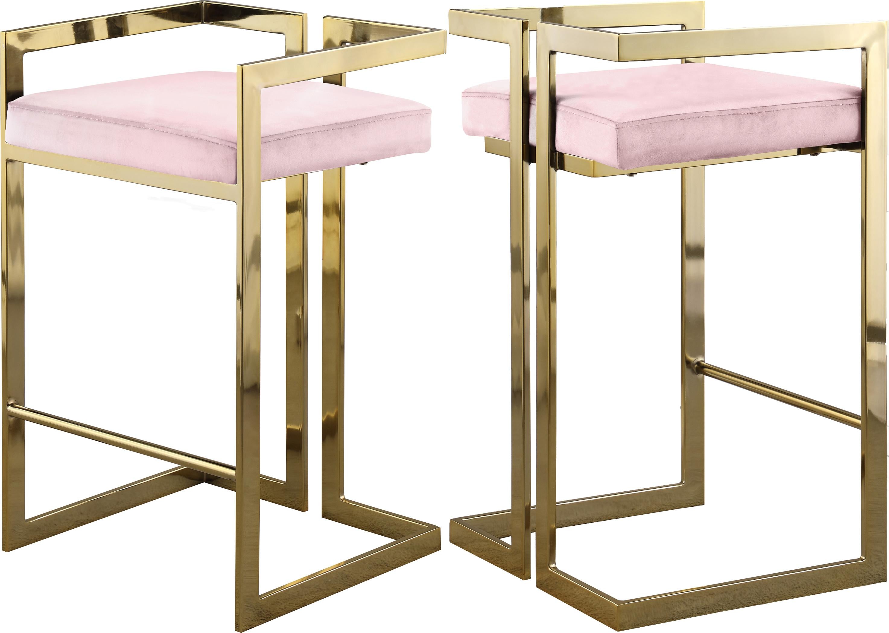 Ezra Pink Velvet Stool - Luxury Home Furniture (MI)