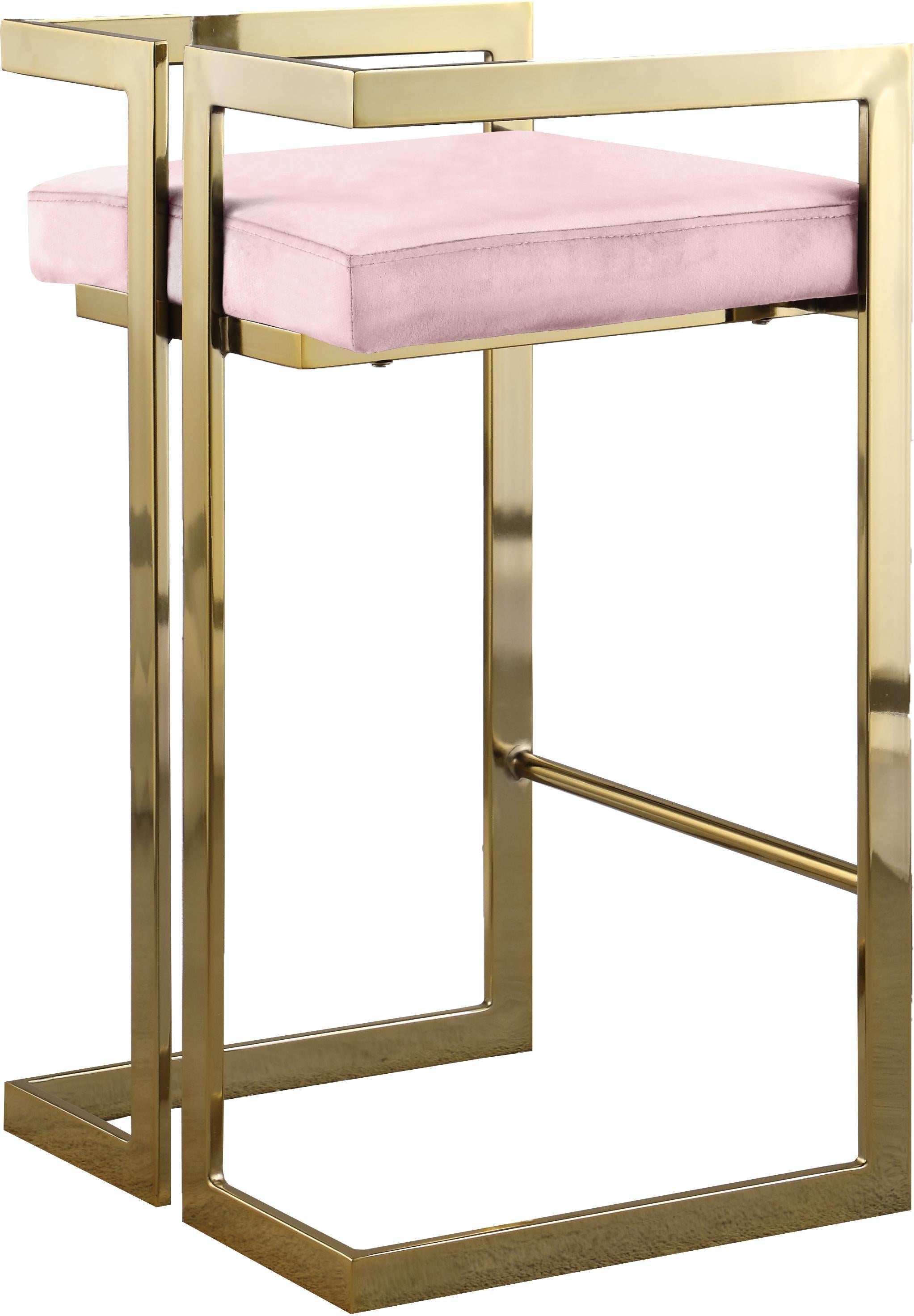 Ezra Pink Velvet Stool - Luxury Home Furniture (MI)