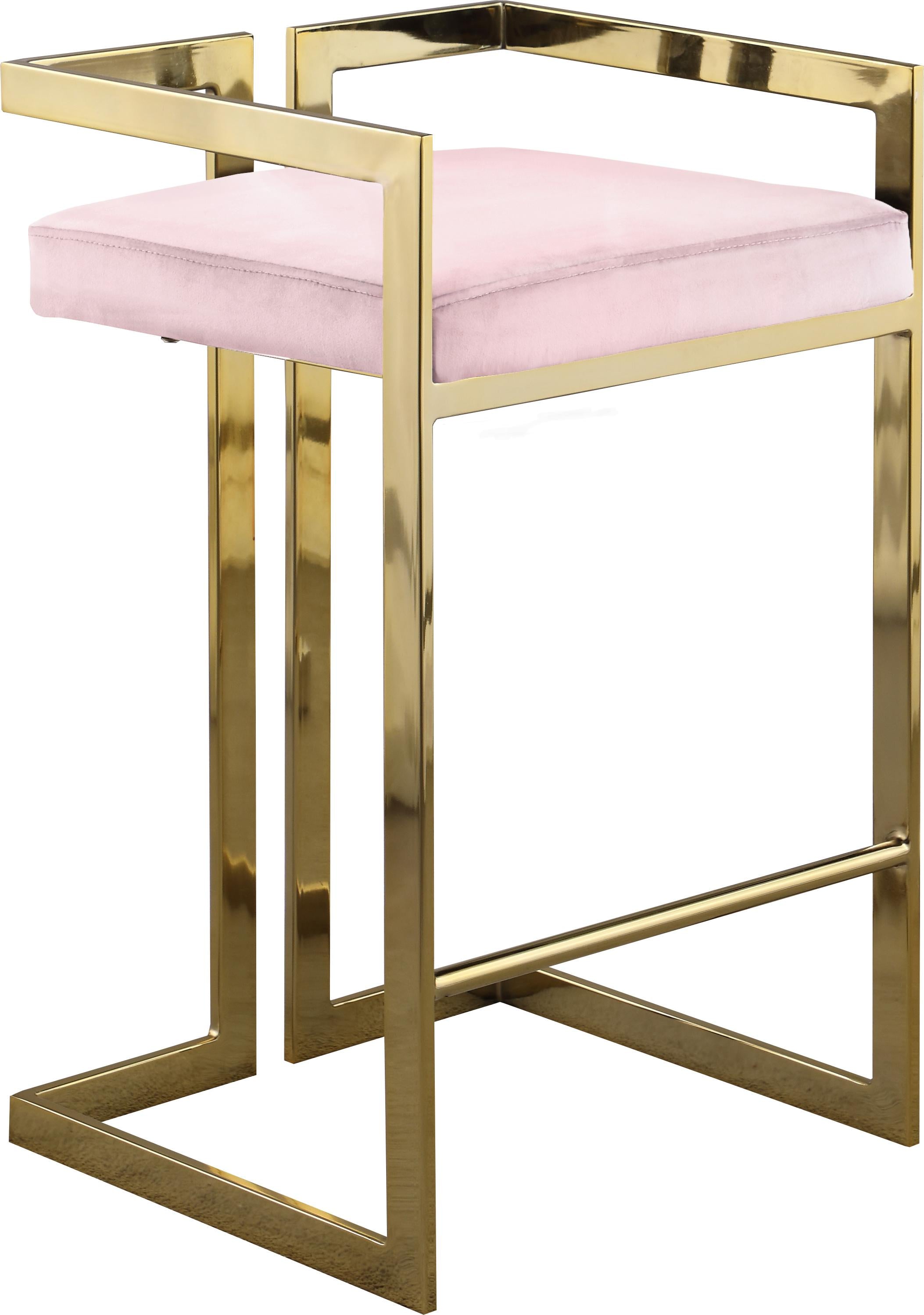 Ezra Pink Velvet Stool - Luxury Home Furniture (MI)