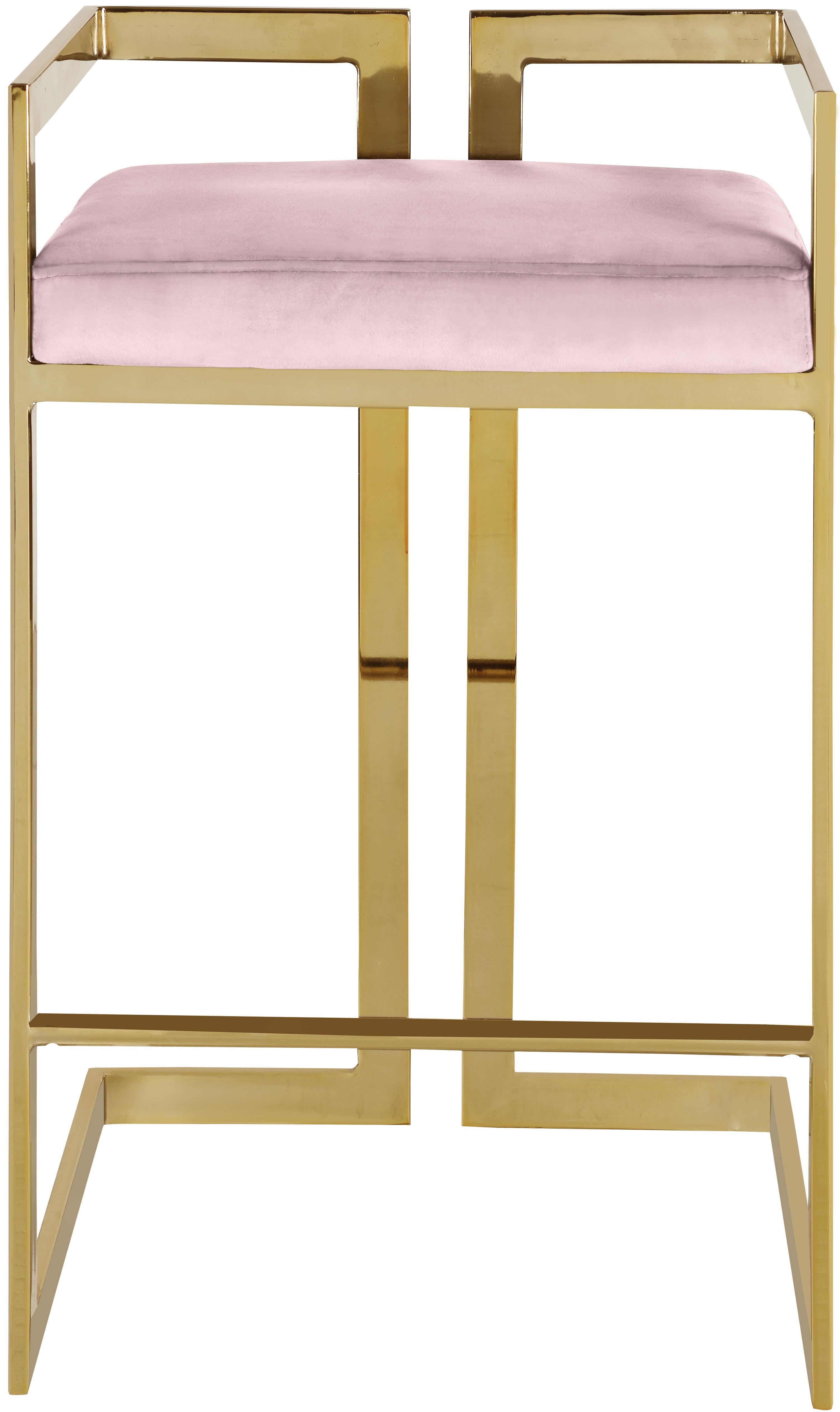 Ezra Pink Velvet Stool - Luxury Home Furniture (MI)