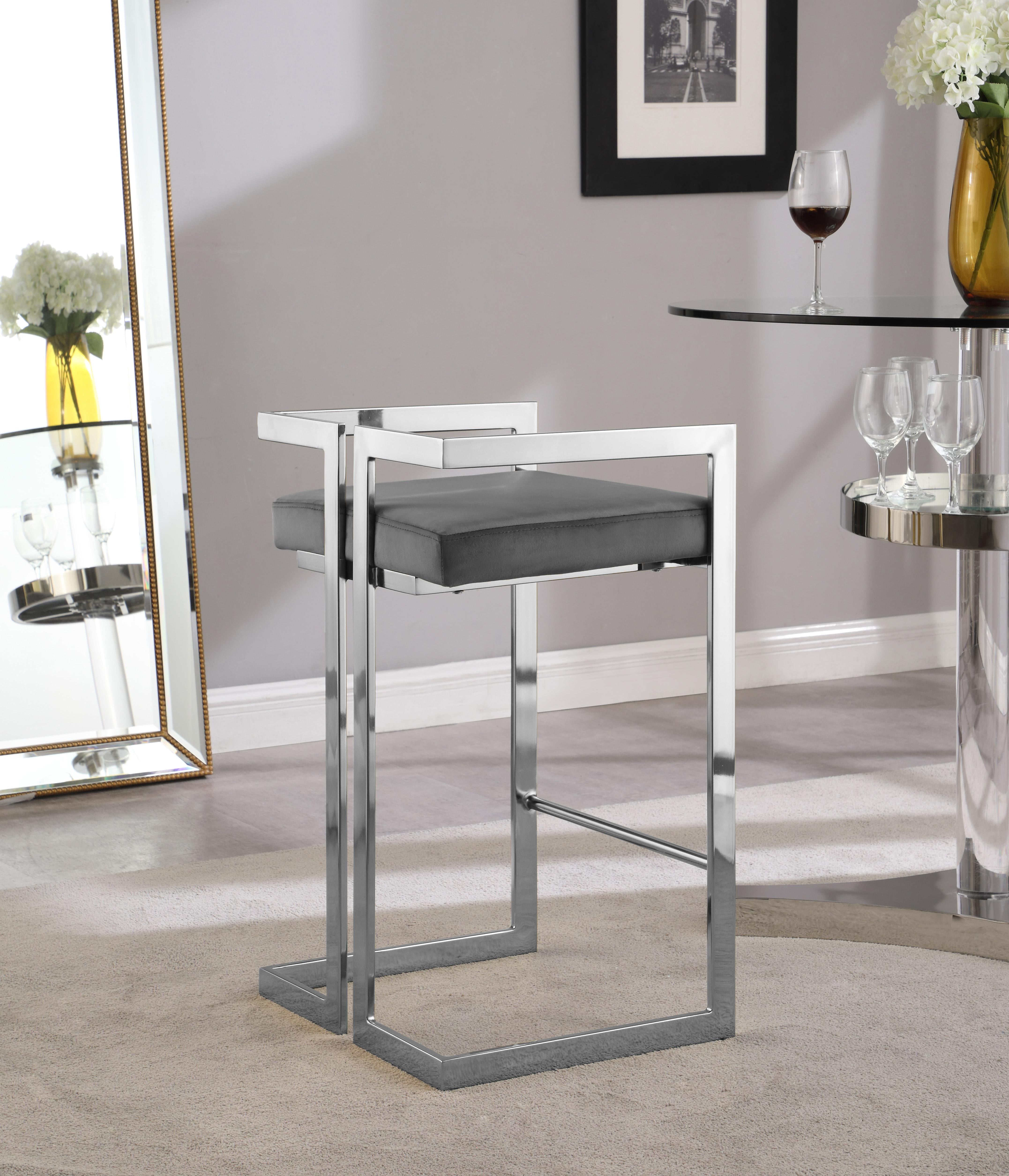 Ezra Grey Velvet Stool - Luxury Home Furniture (MI)