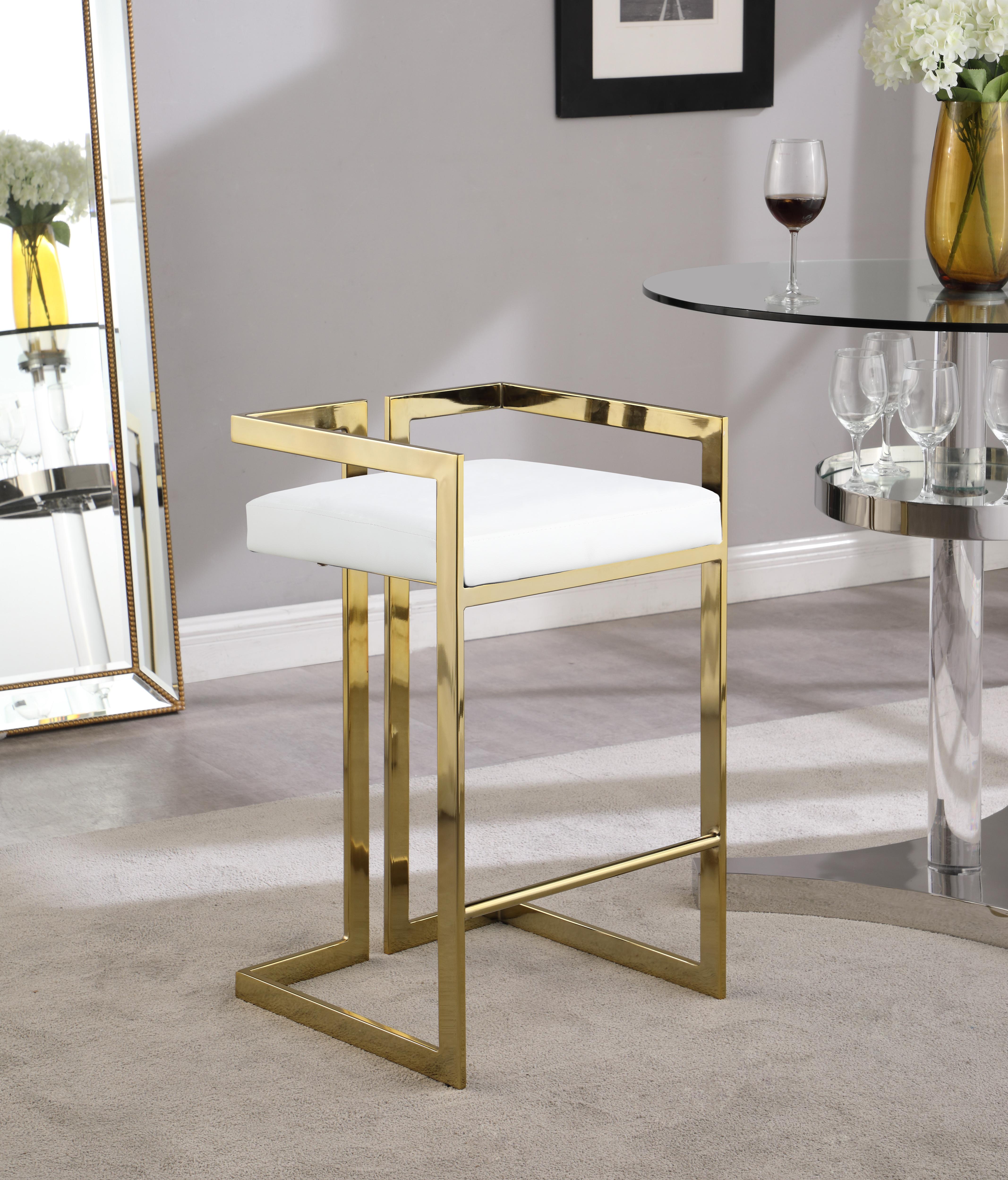 Ezra White Faux Leather Stool - Luxury Home Furniture (MI)