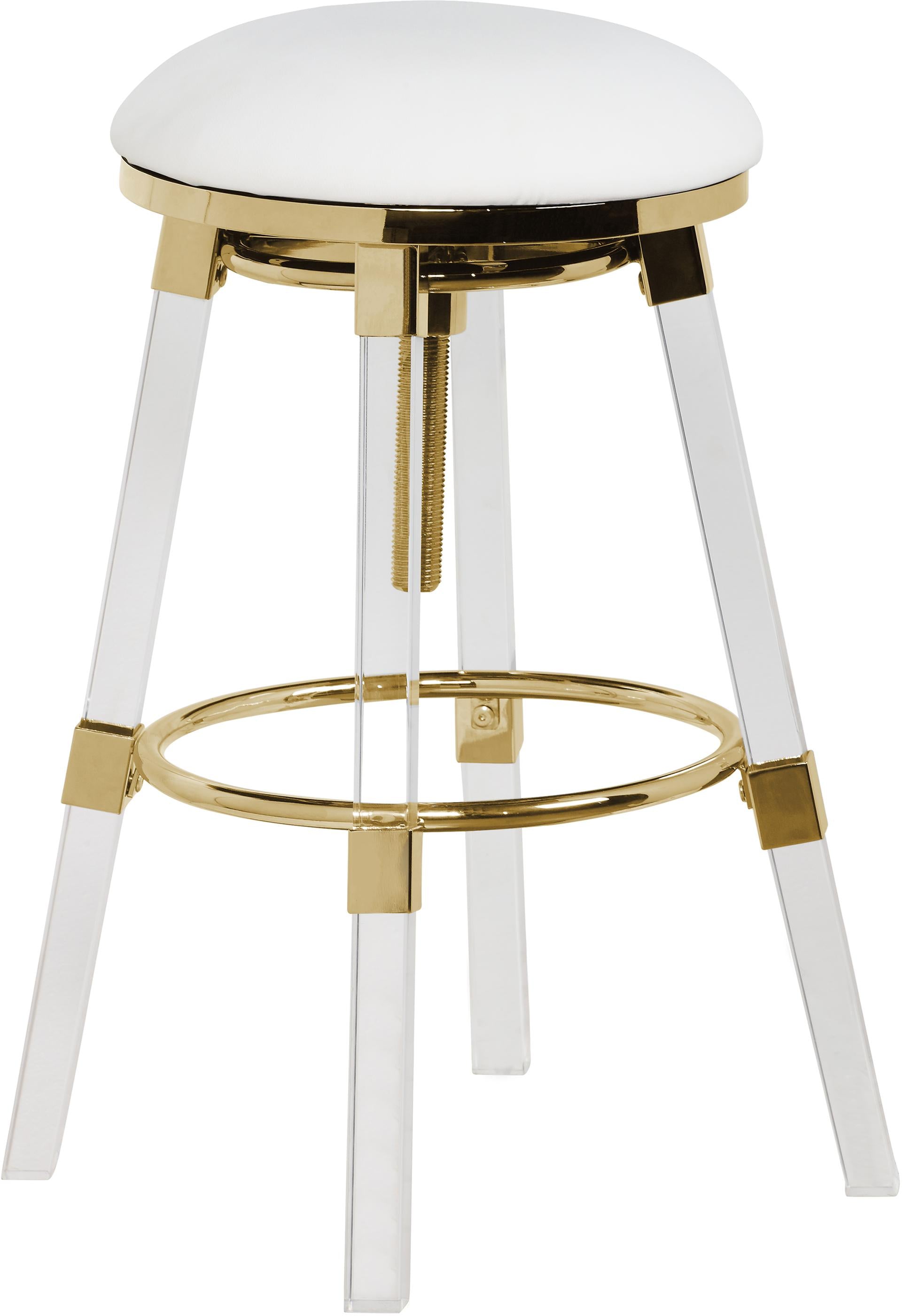 Venus White Faux Leather Adjustable Stool - Luxury Home Furniture (MI)