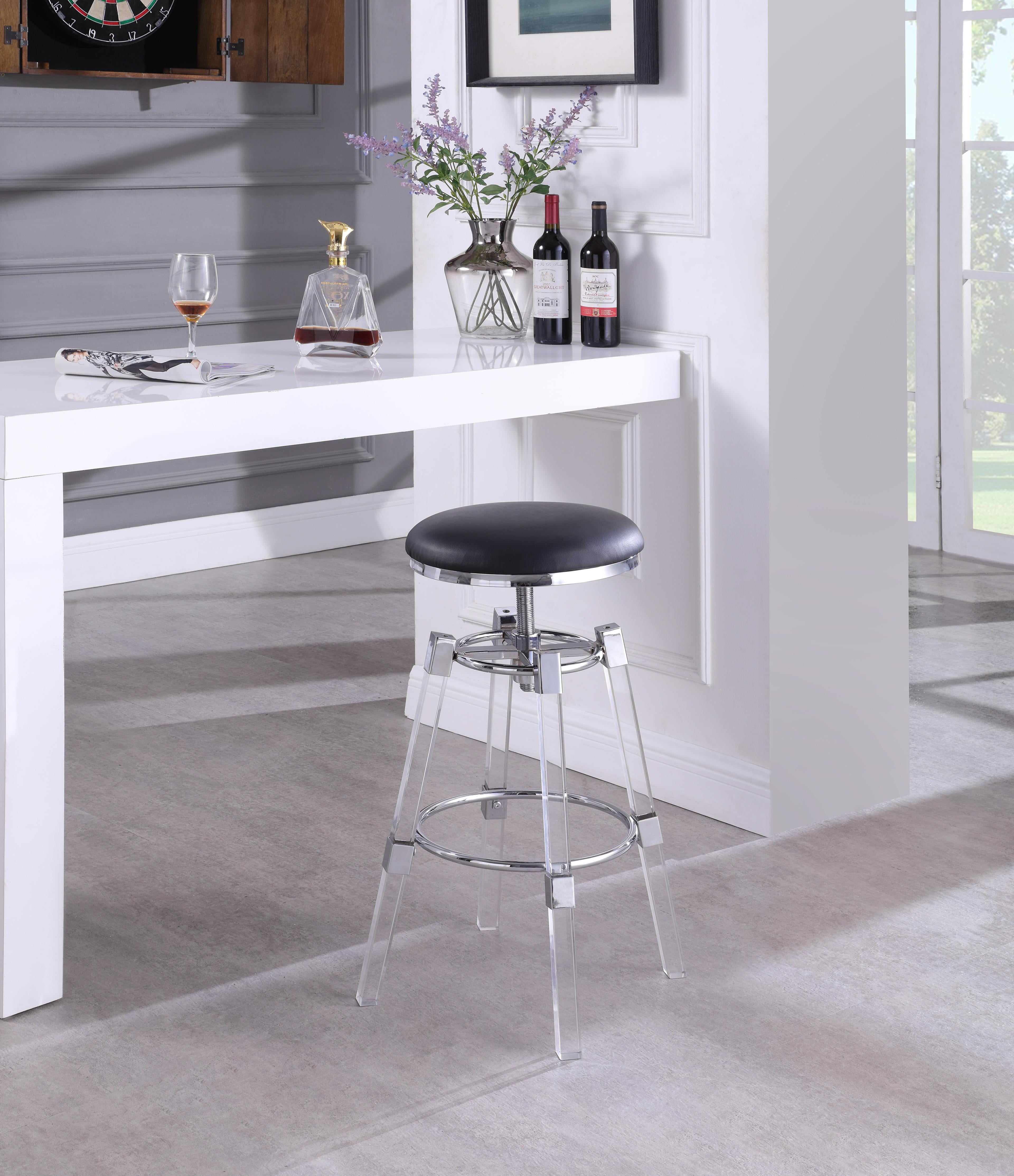 Venus Black Faux Leather Adjustable Stool - Luxury Home Furniture (MI)