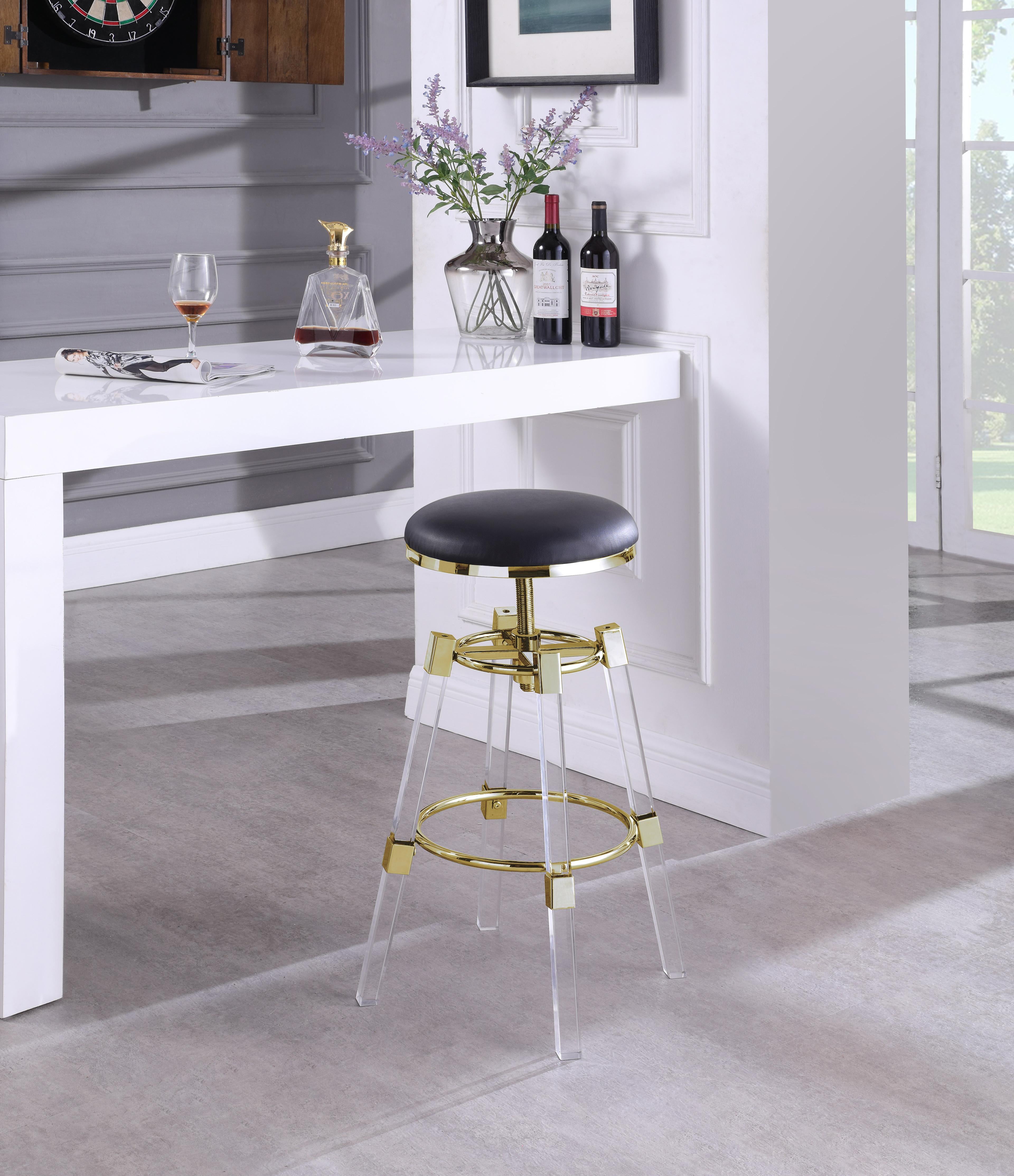Venus Black Faux Leather Adjustable Stool - Luxury Home Furniture (MI)