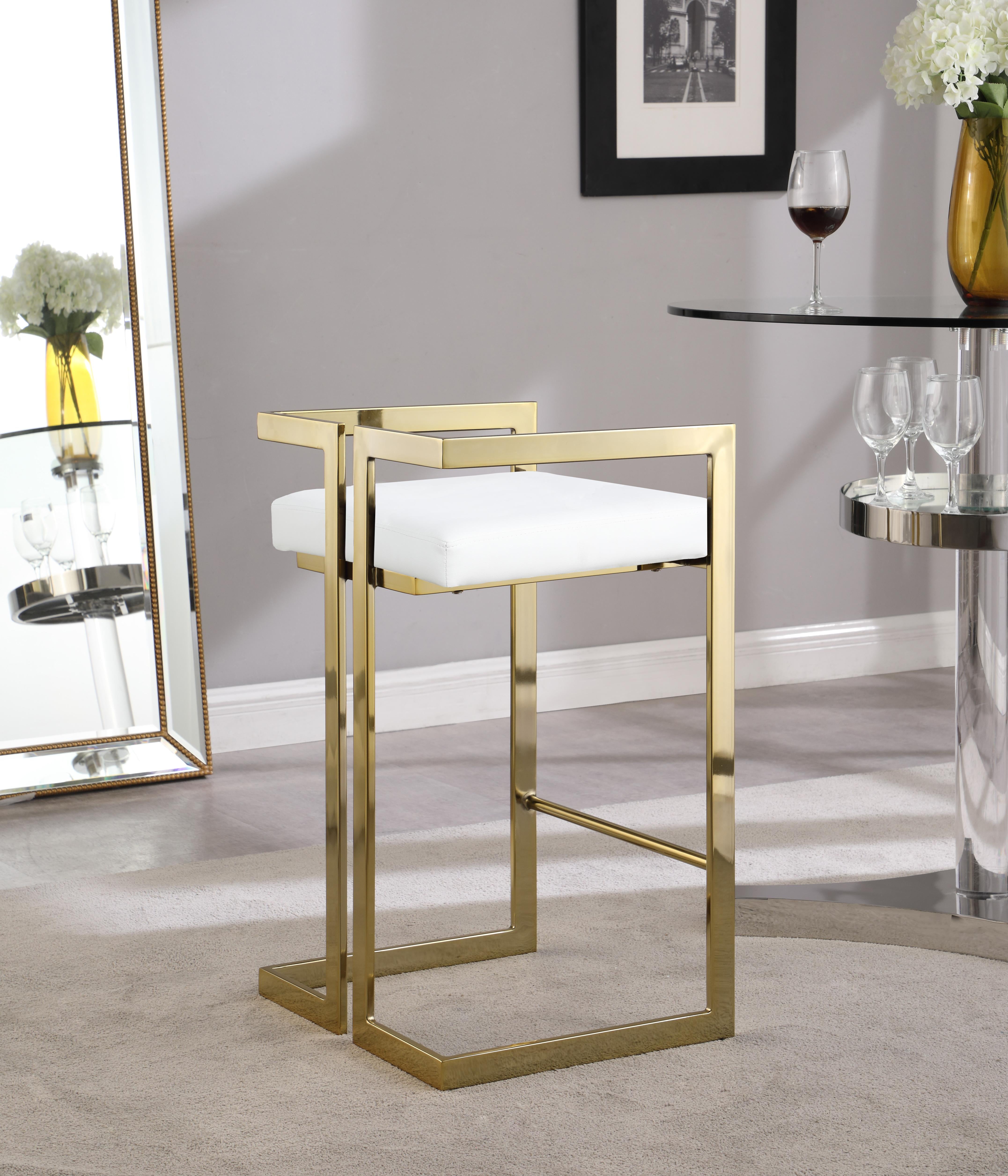 Ezra White Faux Leather Stool - Luxury Home Furniture (MI)
