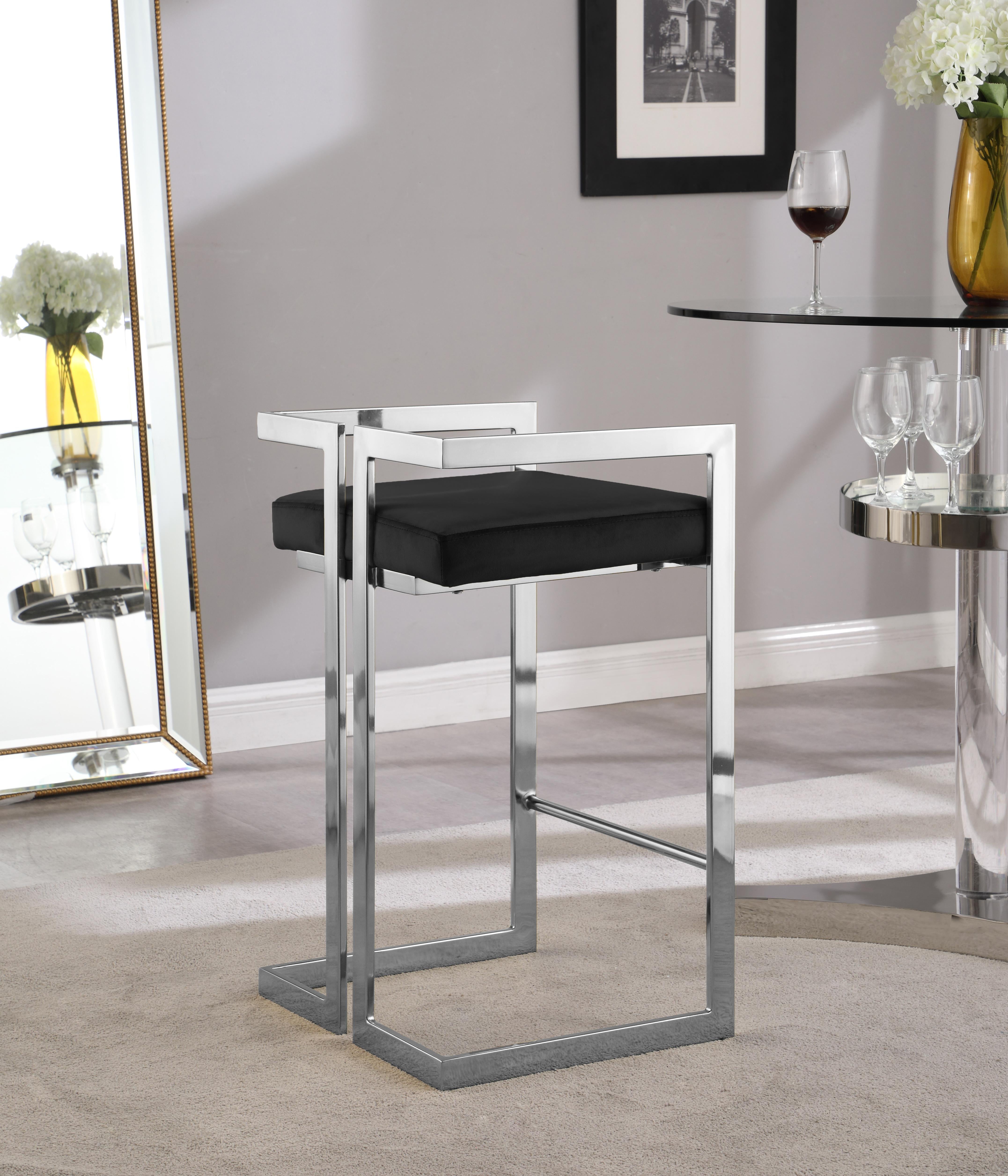 Ezra Black Velvet Stool - Luxury Home Furniture (MI)