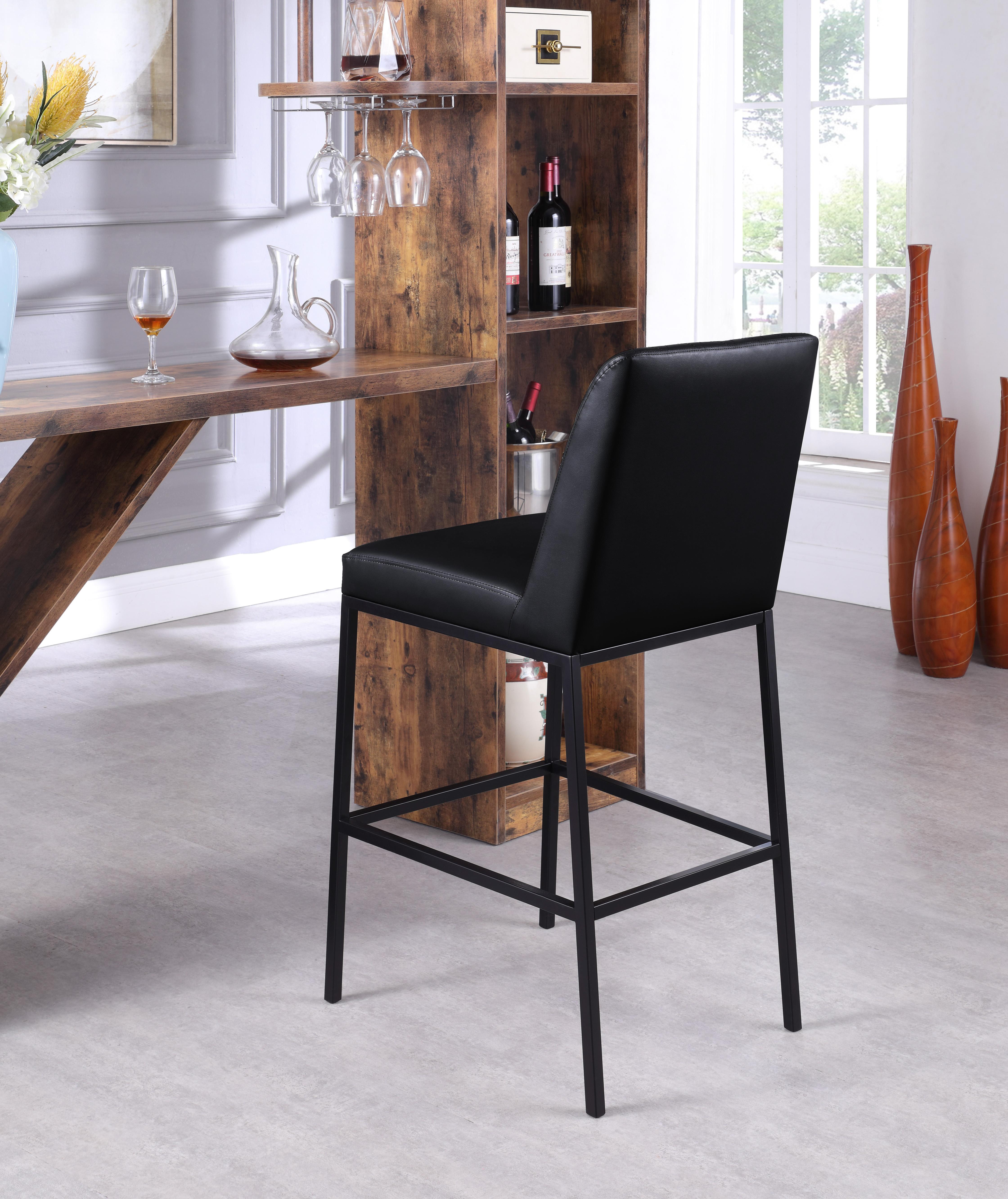 Bryce Black Faux Leather Stool - Luxury Home Furniture (MI)