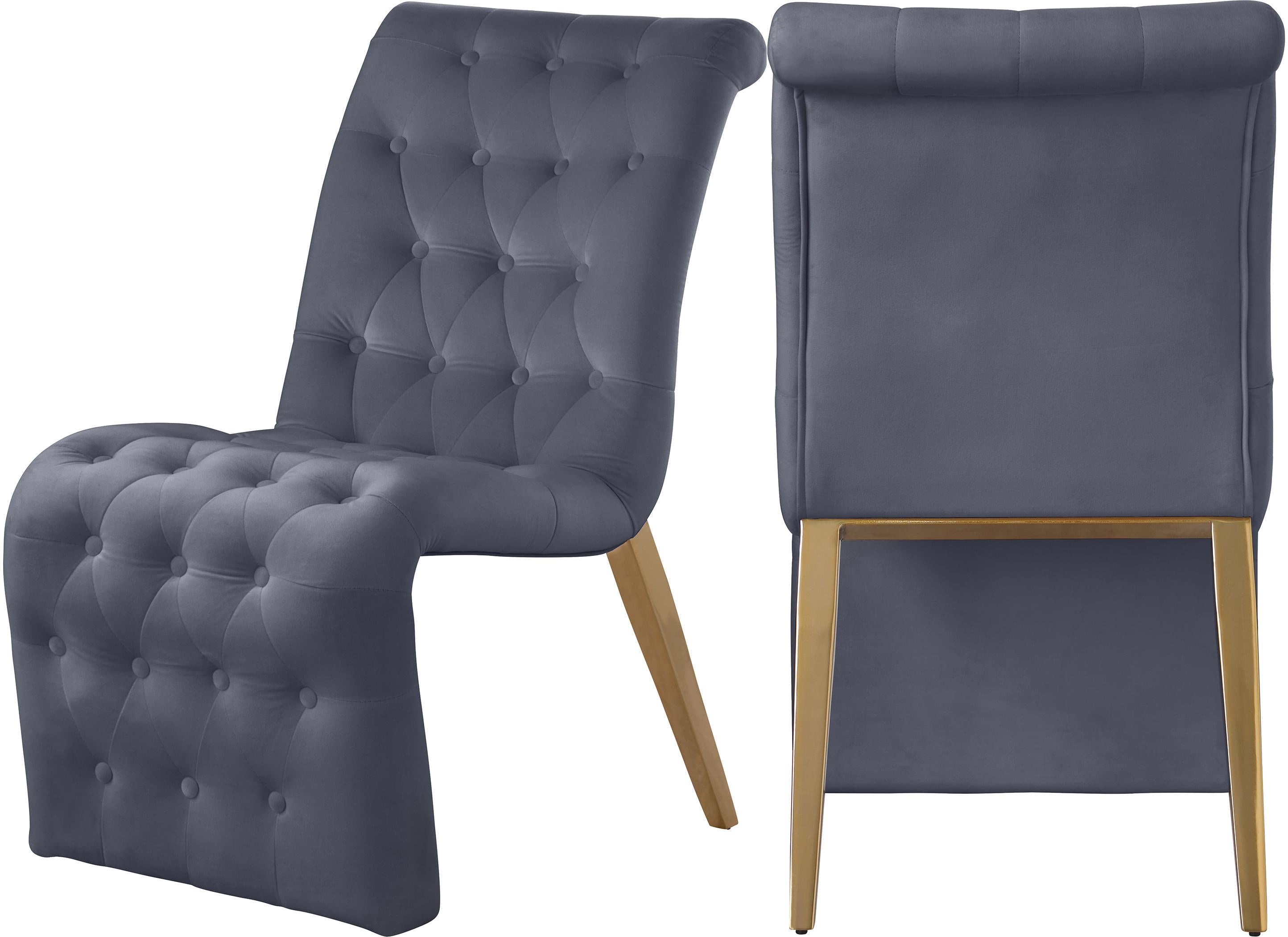 Curve Grey Velvet Dining Chair - Luxury Home Furniture (MI)
