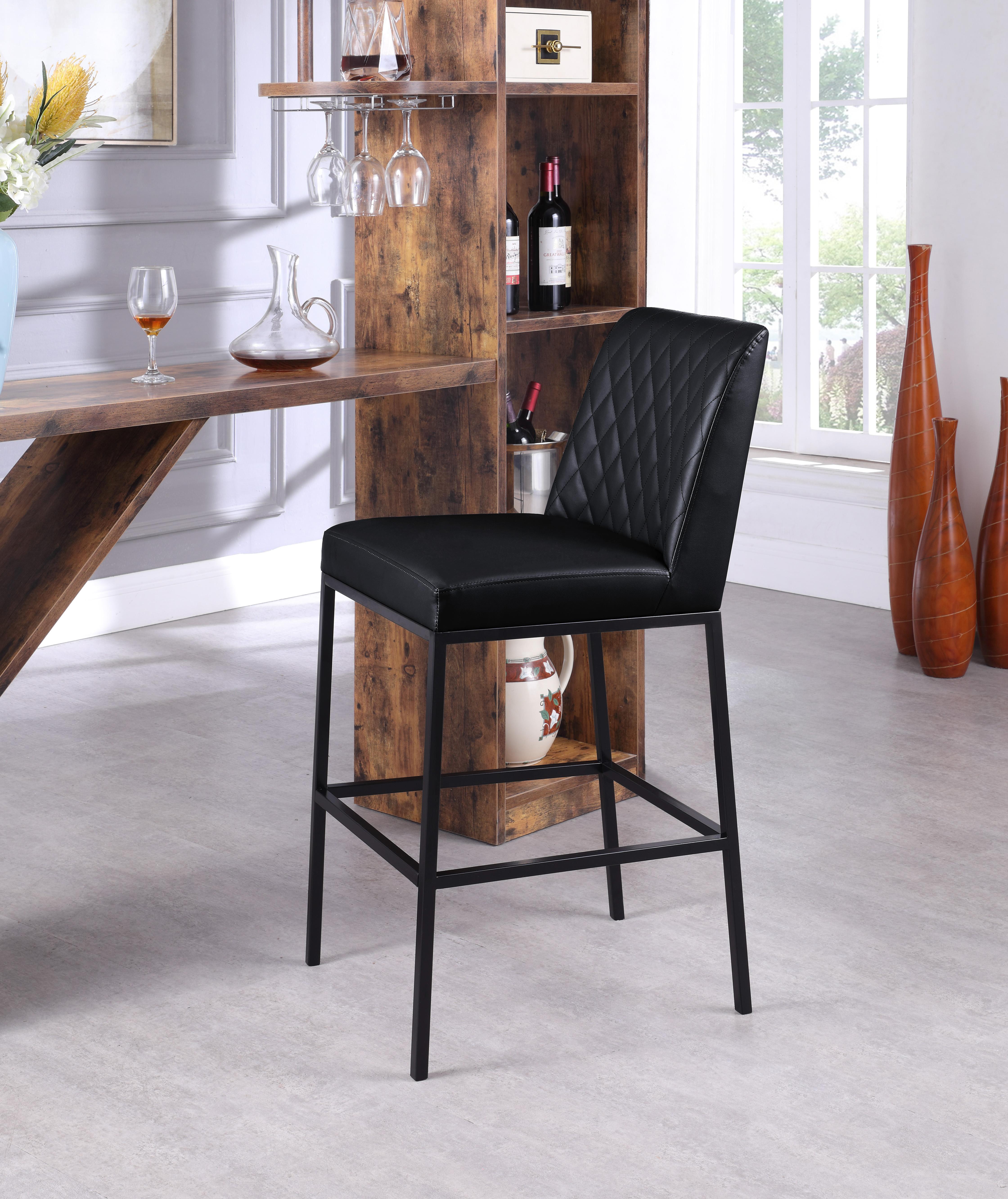 Bryce Black Faux Leather Stool - Luxury Home Furniture (MI)