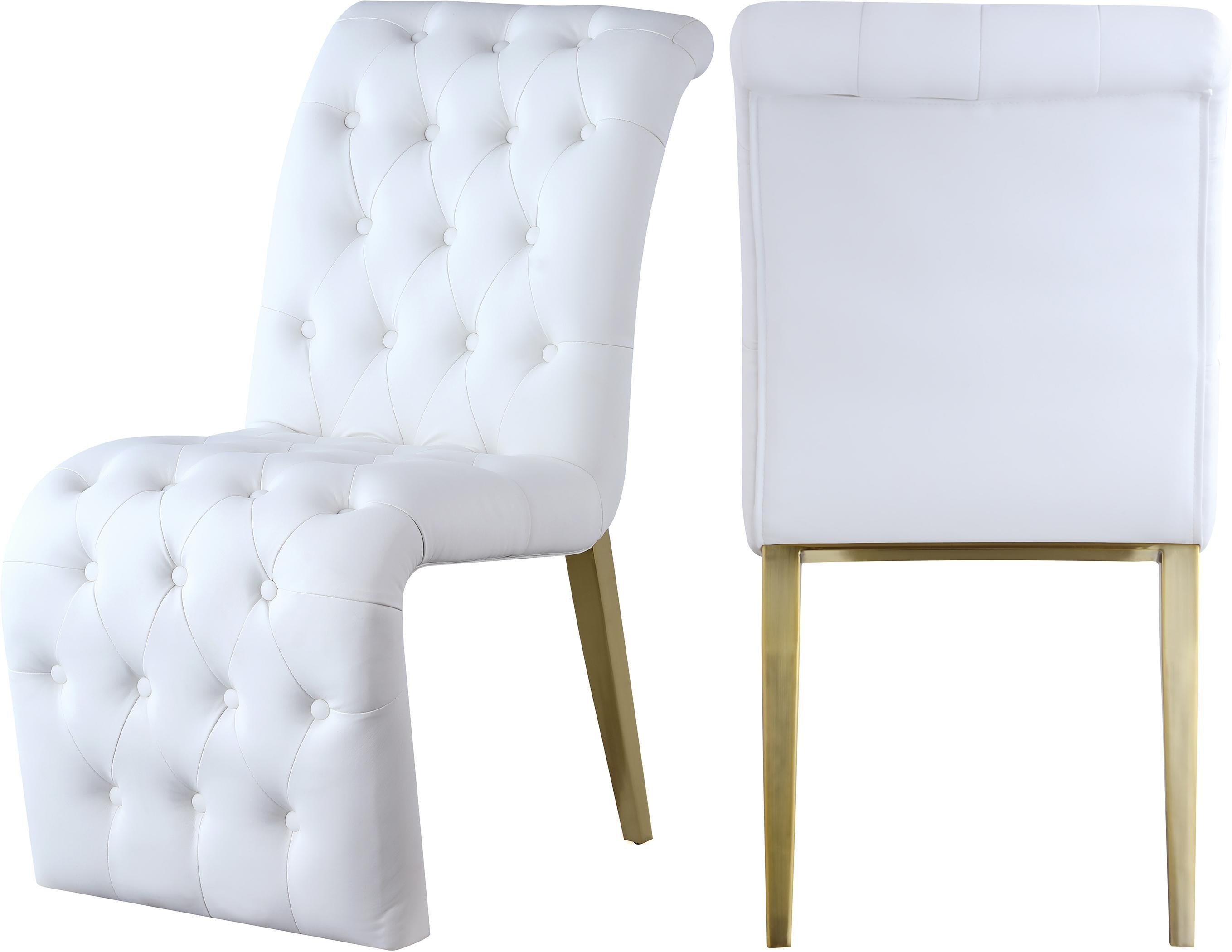 Curve White Faux Leather Dining Chair - Luxury Home Furniture (MI)