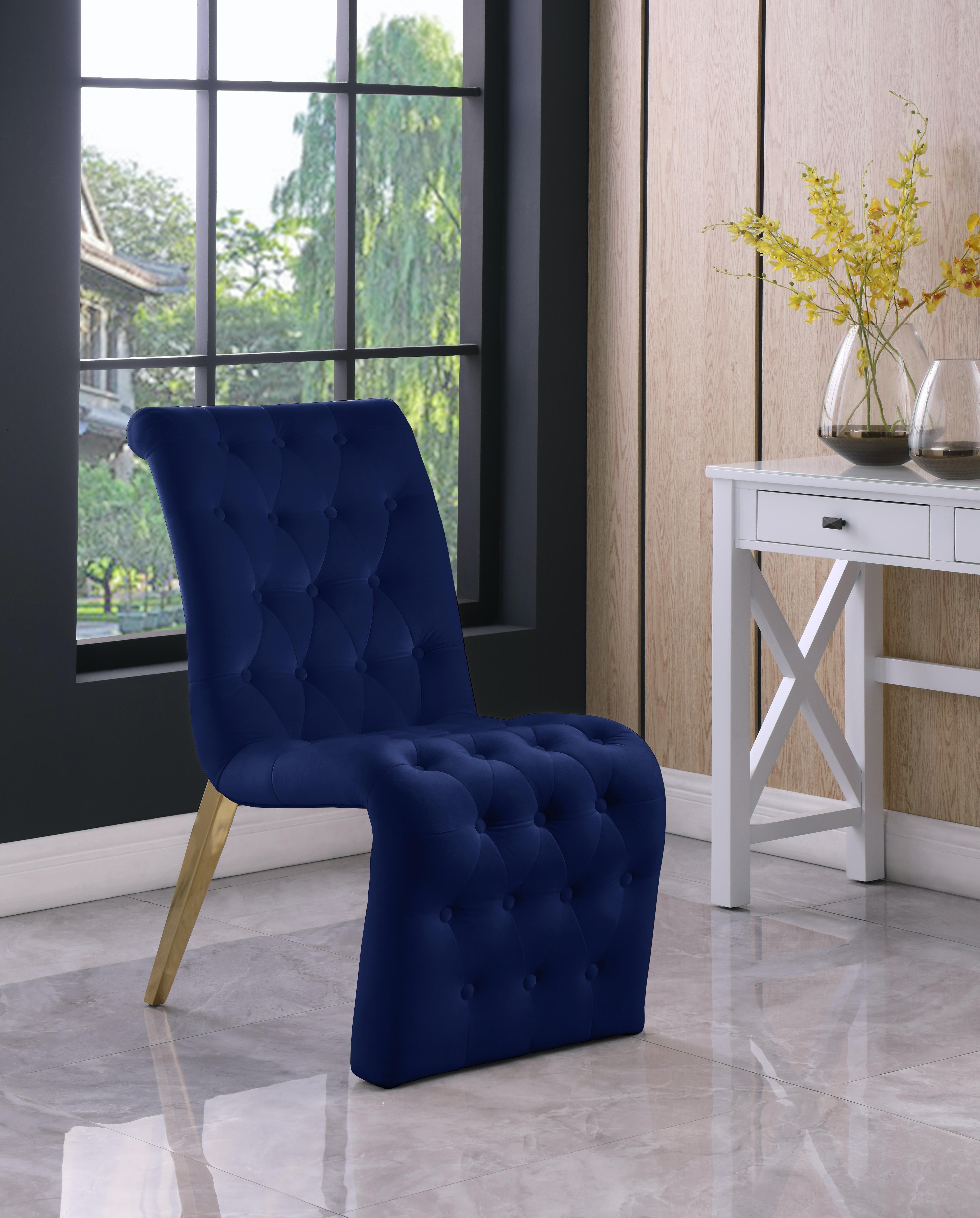 Curve Navy Velvet Dining Chair - Luxury Home Furniture (MI)