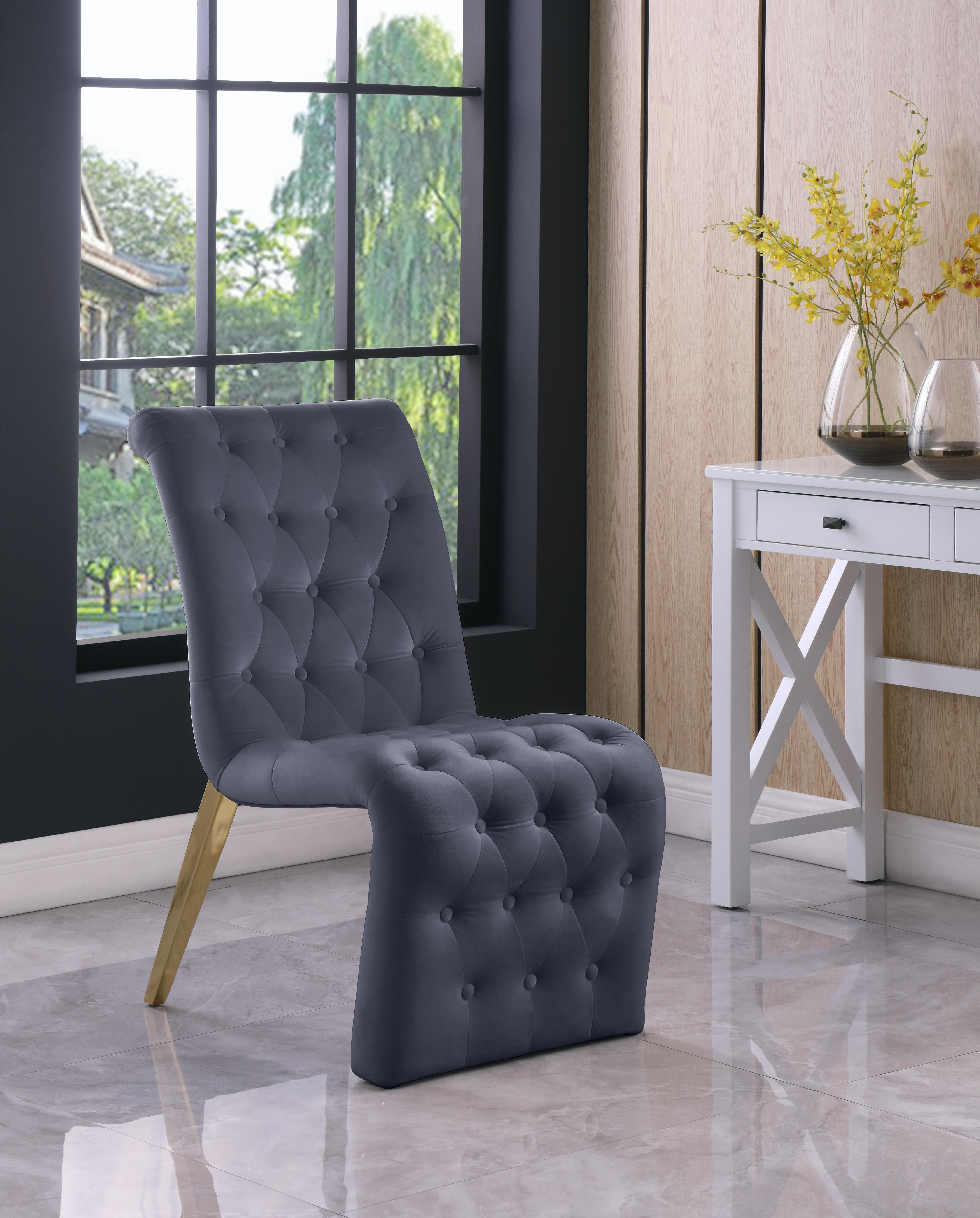 Curve Grey Velvet Dining Chair - Luxury Home Furniture (MI)