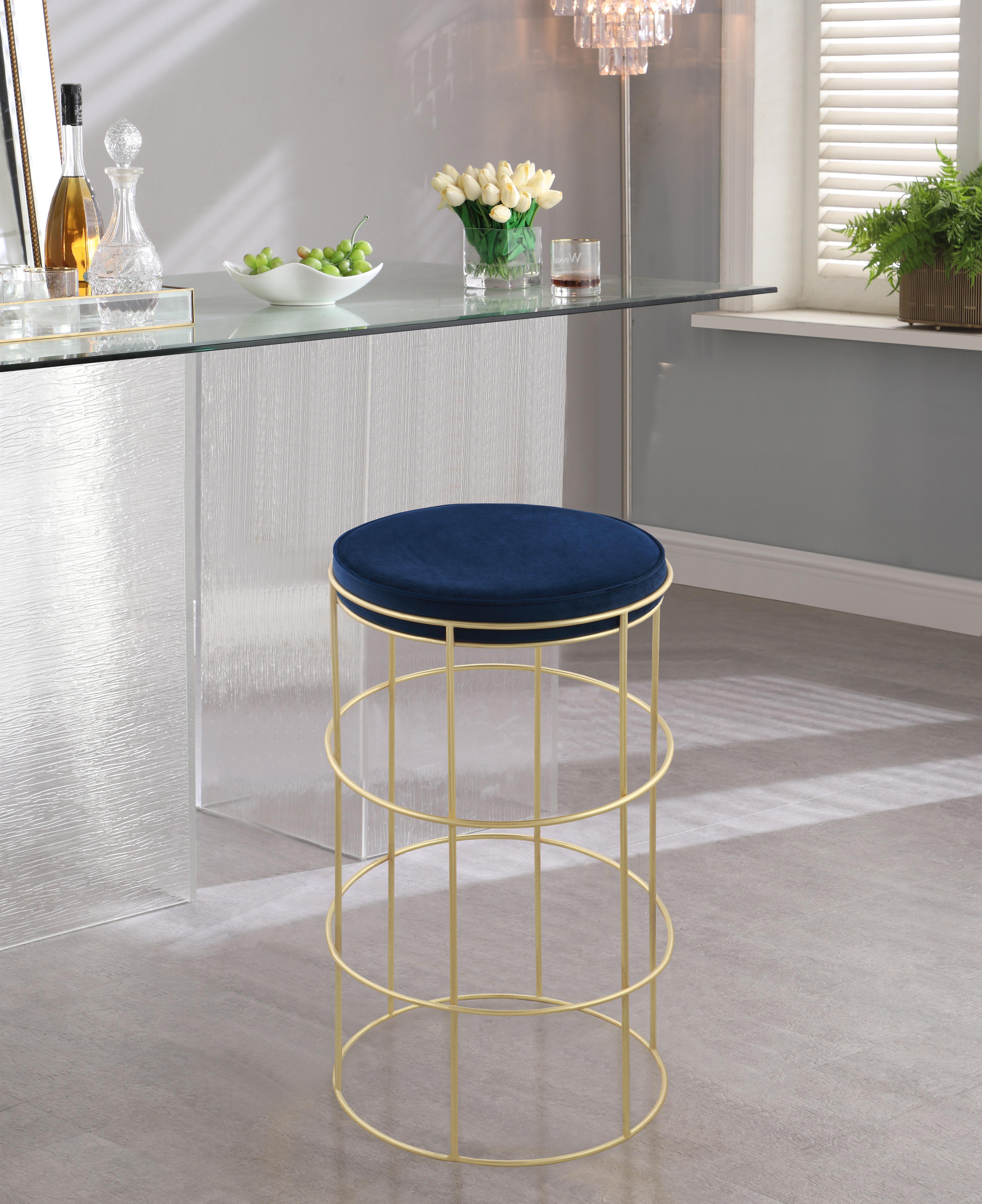 Rebar Navy Velvet Counter Stool - Luxury Home Furniture (MI)
