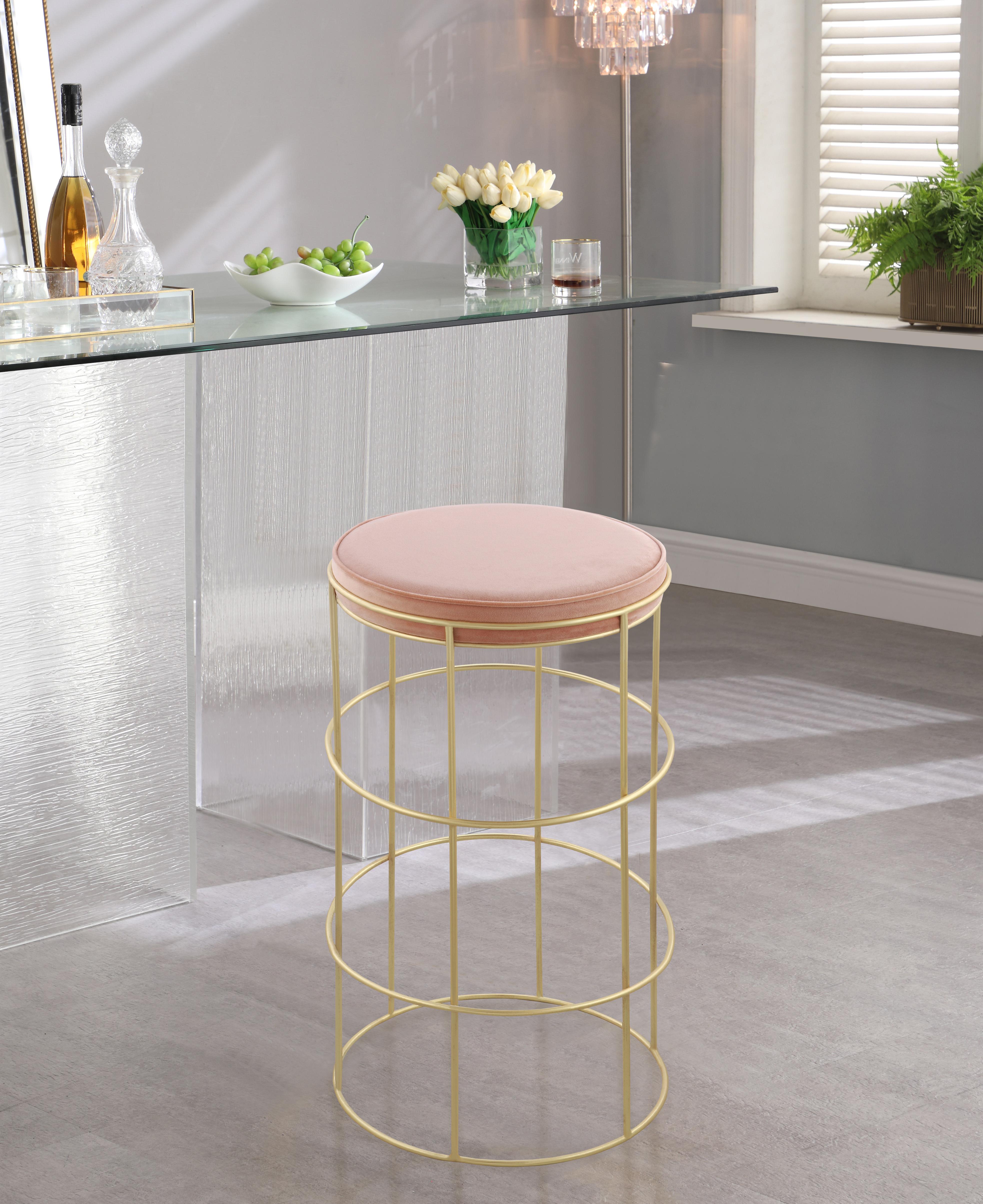 Rebar Pink Velvet Counter Stool - Luxury Home Furniture (MI)