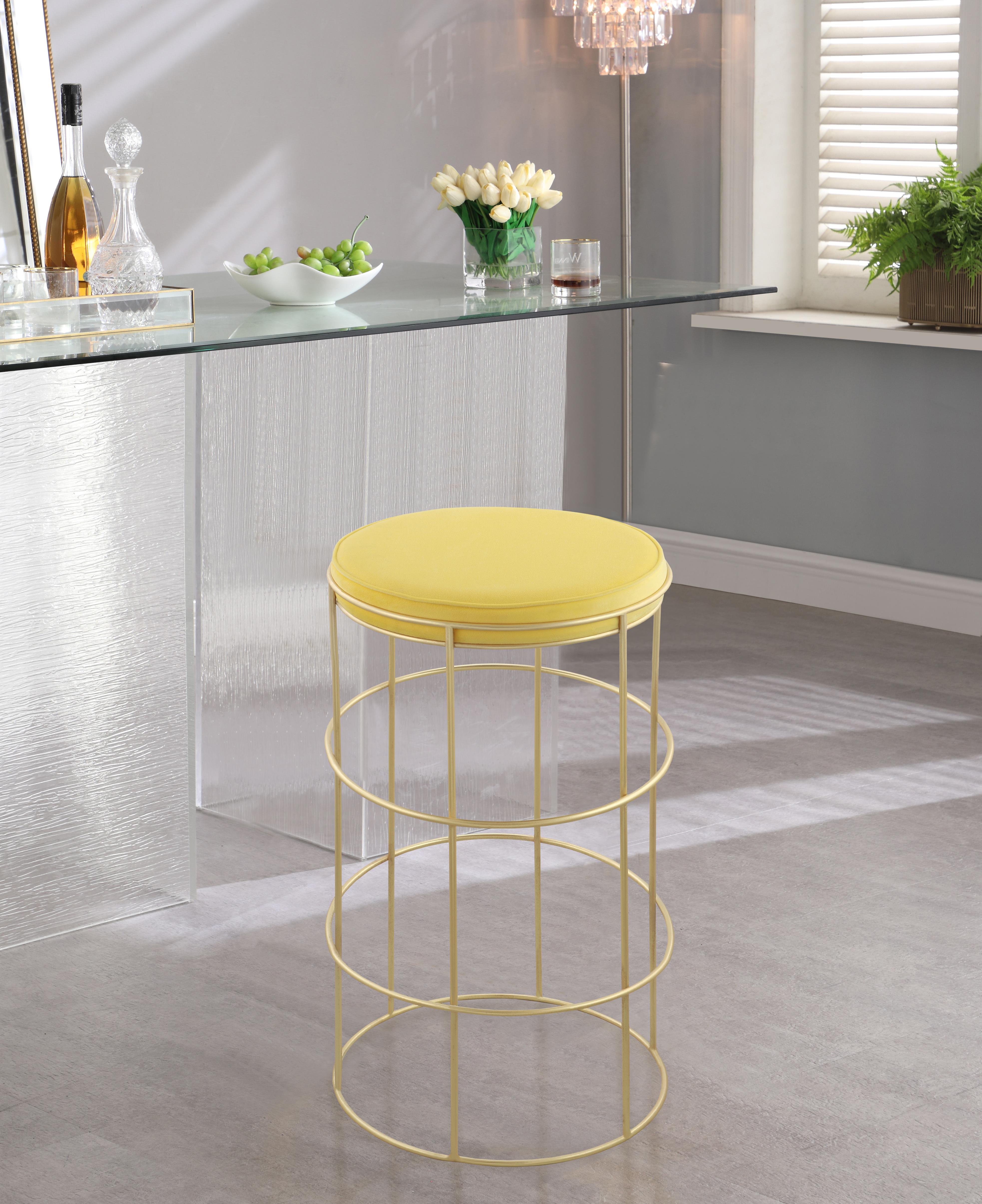 Rebar Yellow Velvet Counter Stool - Luxury Home Furniture (MI)