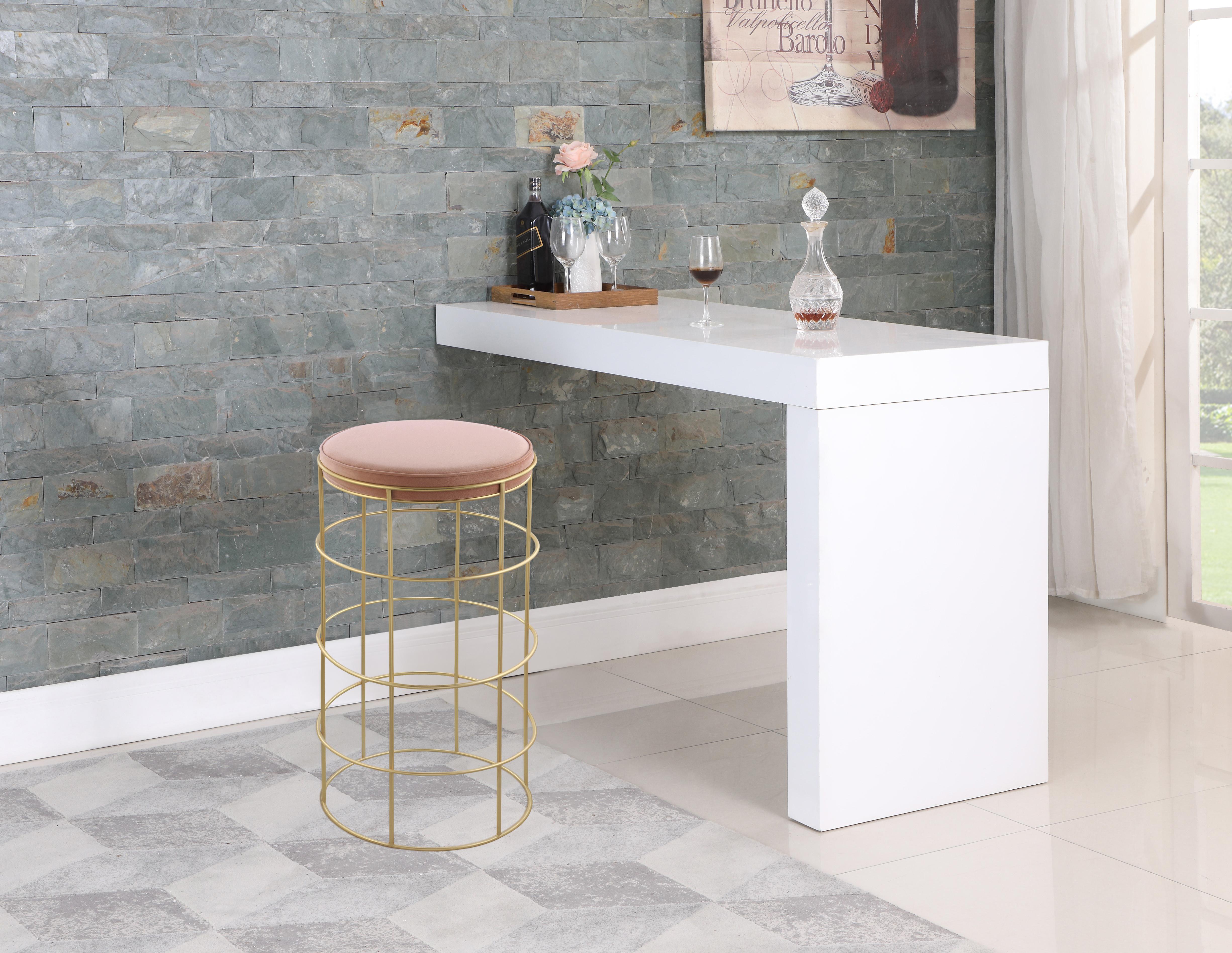 Rebar Pink Velvet Bar Stool - Luxury Home Furniture (MI)