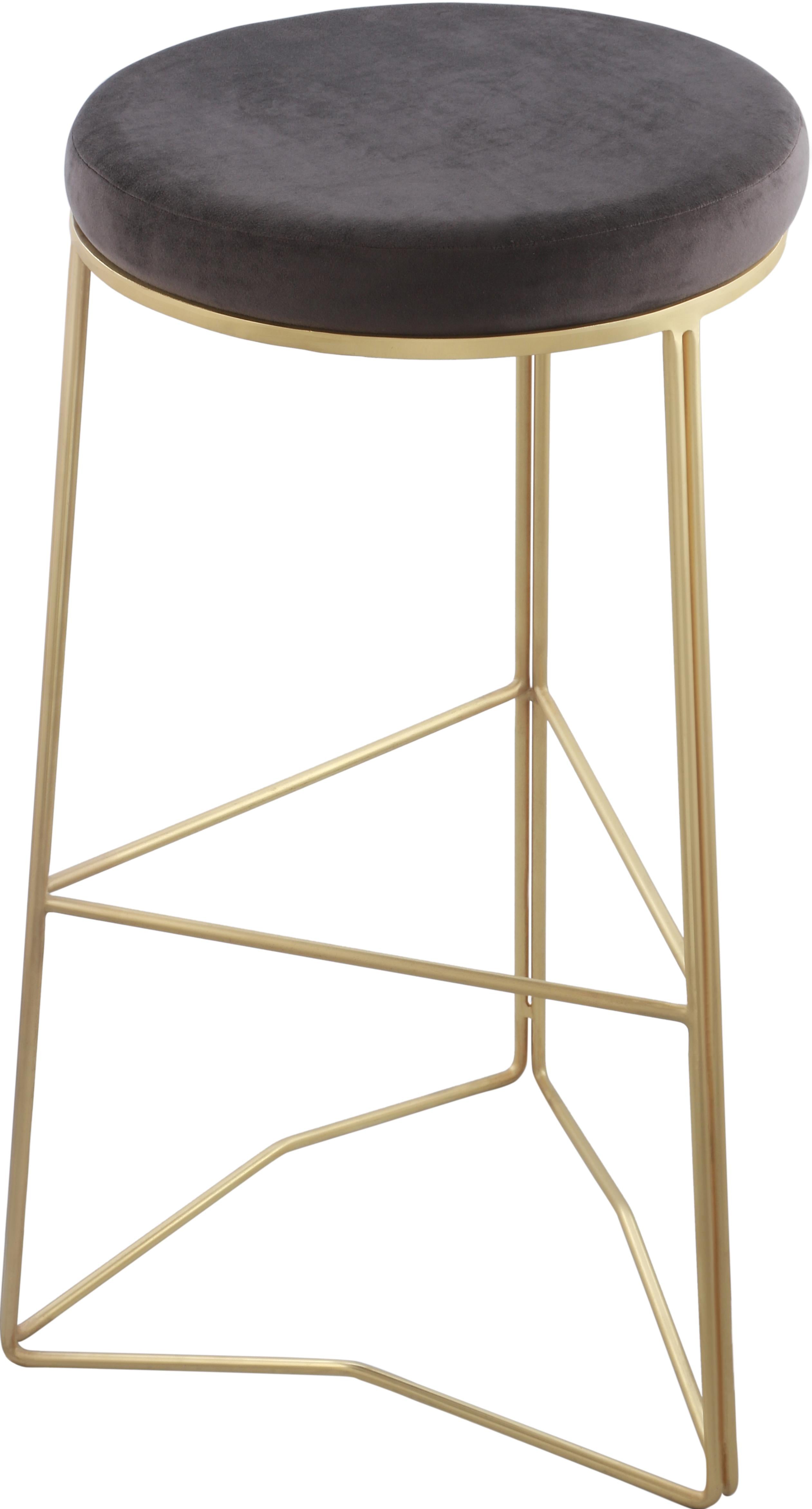 Tres Grey Velvet Bar Stool