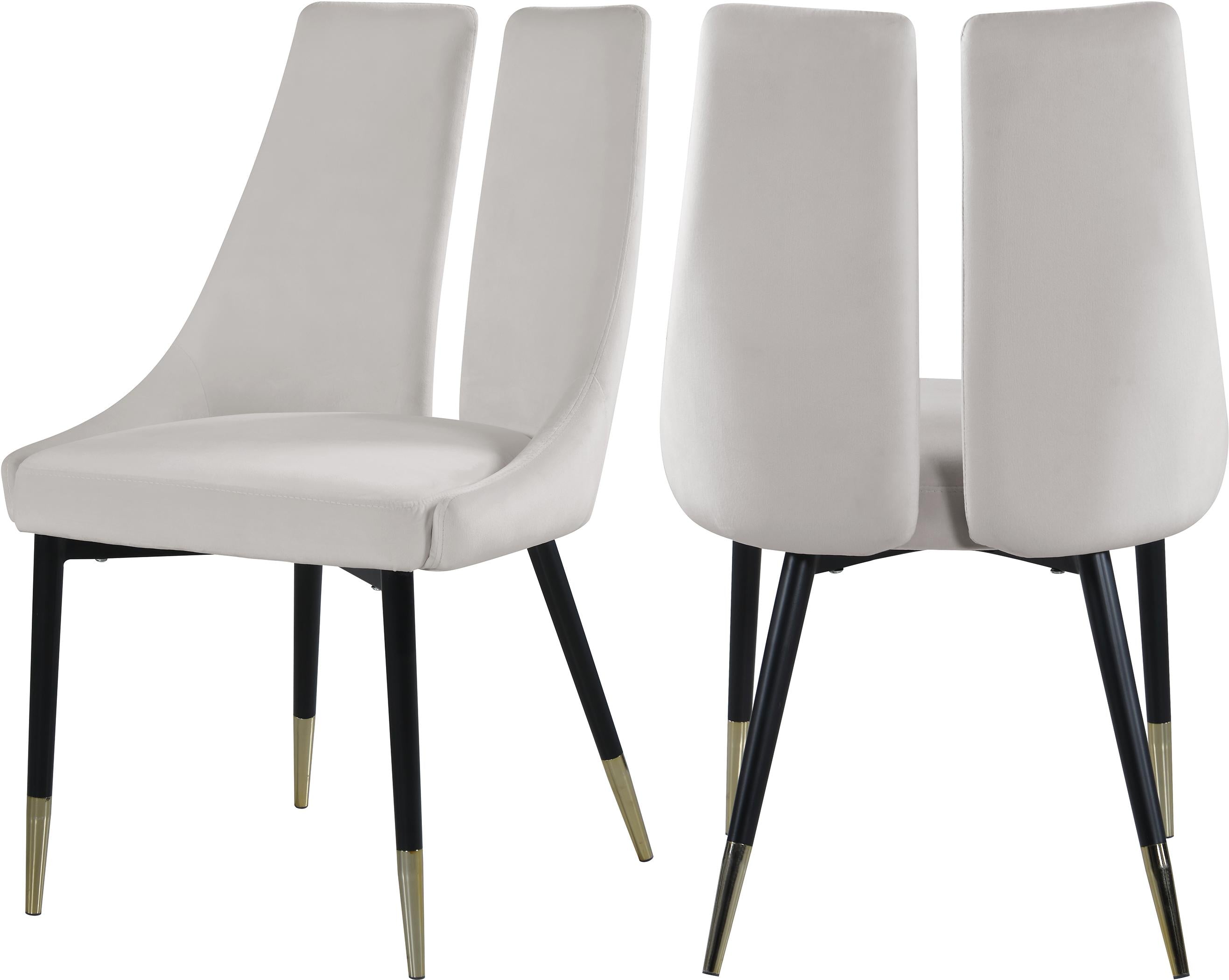 Sleek Cream Velvet Dining Chair - Luxury Home Furniture (MI)
