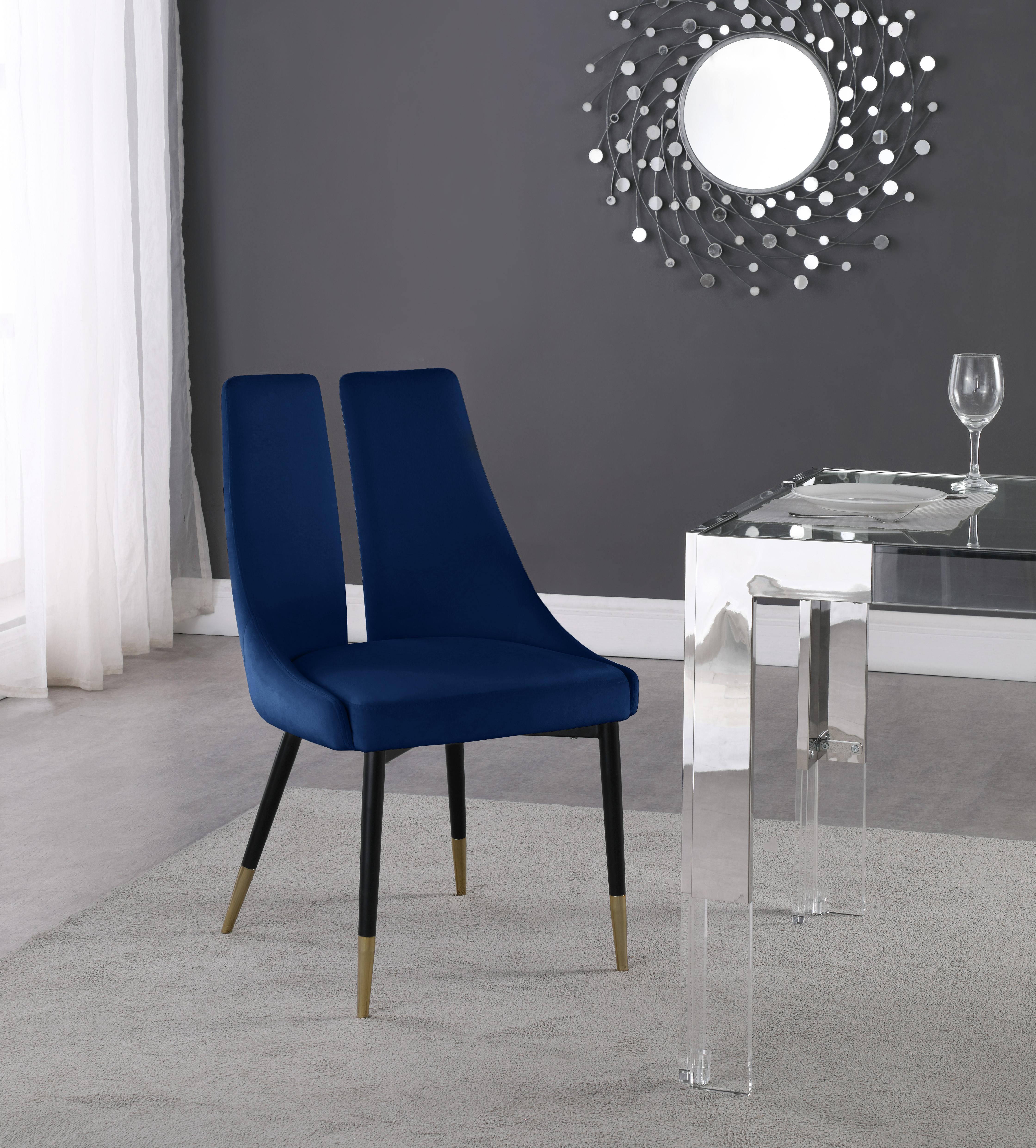 Sleek Navy Velvet Dining Chair - Luxury Home Furniture (MI)