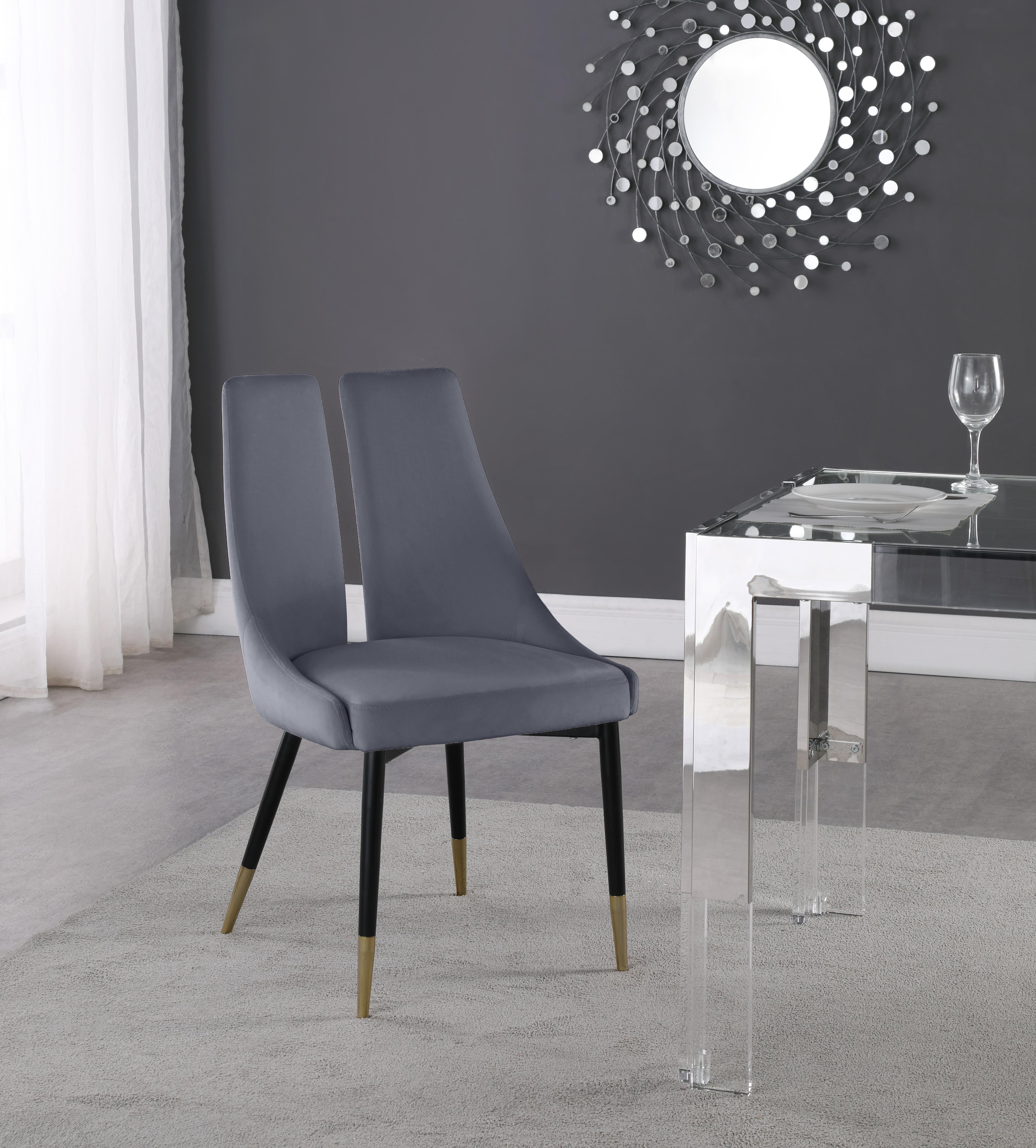 Sleek Grey Velvet Dining Chair - Luxury Home Furniture (MI)