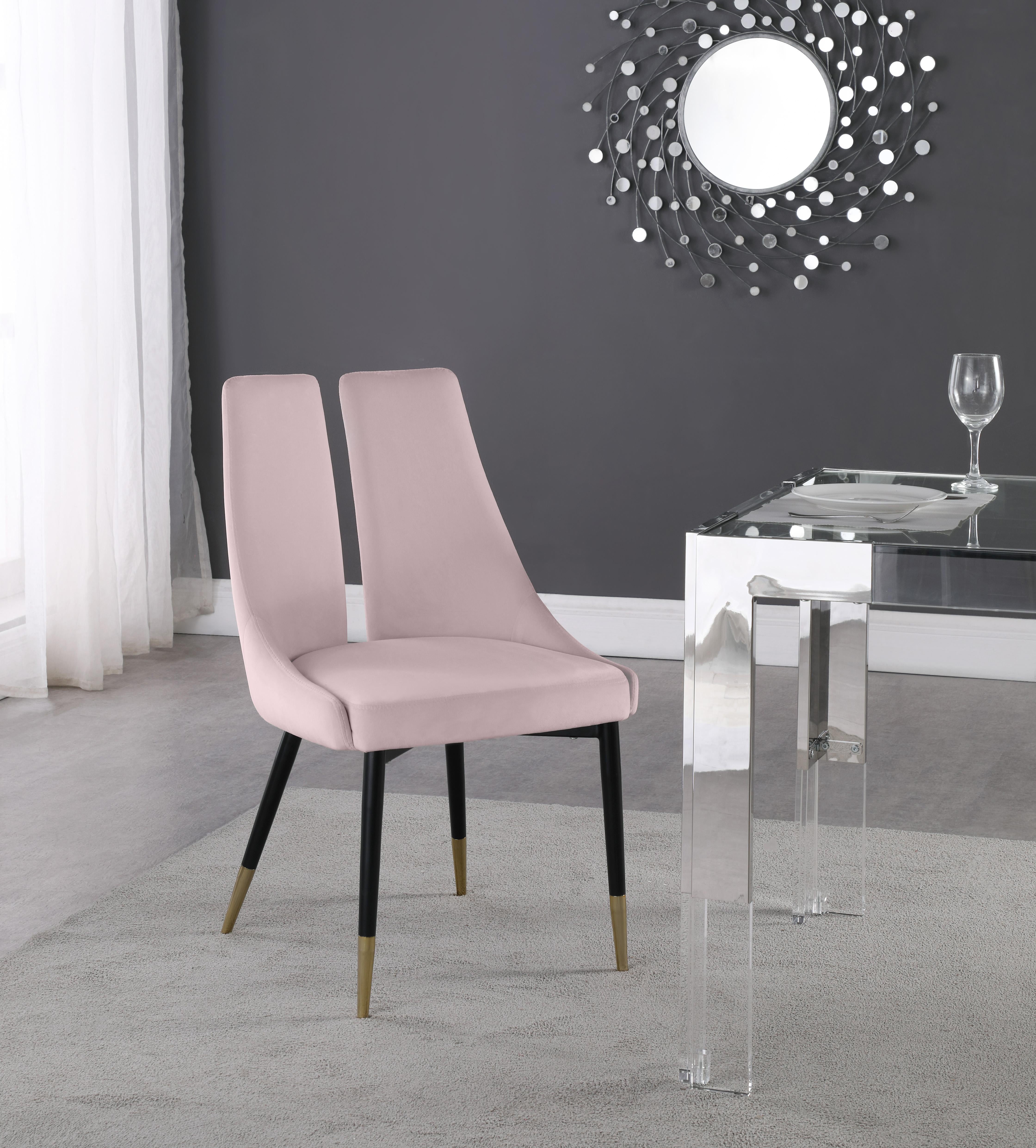 Sleek Pink Velvet Dining Chair - Luxury Home Furniture (MI)