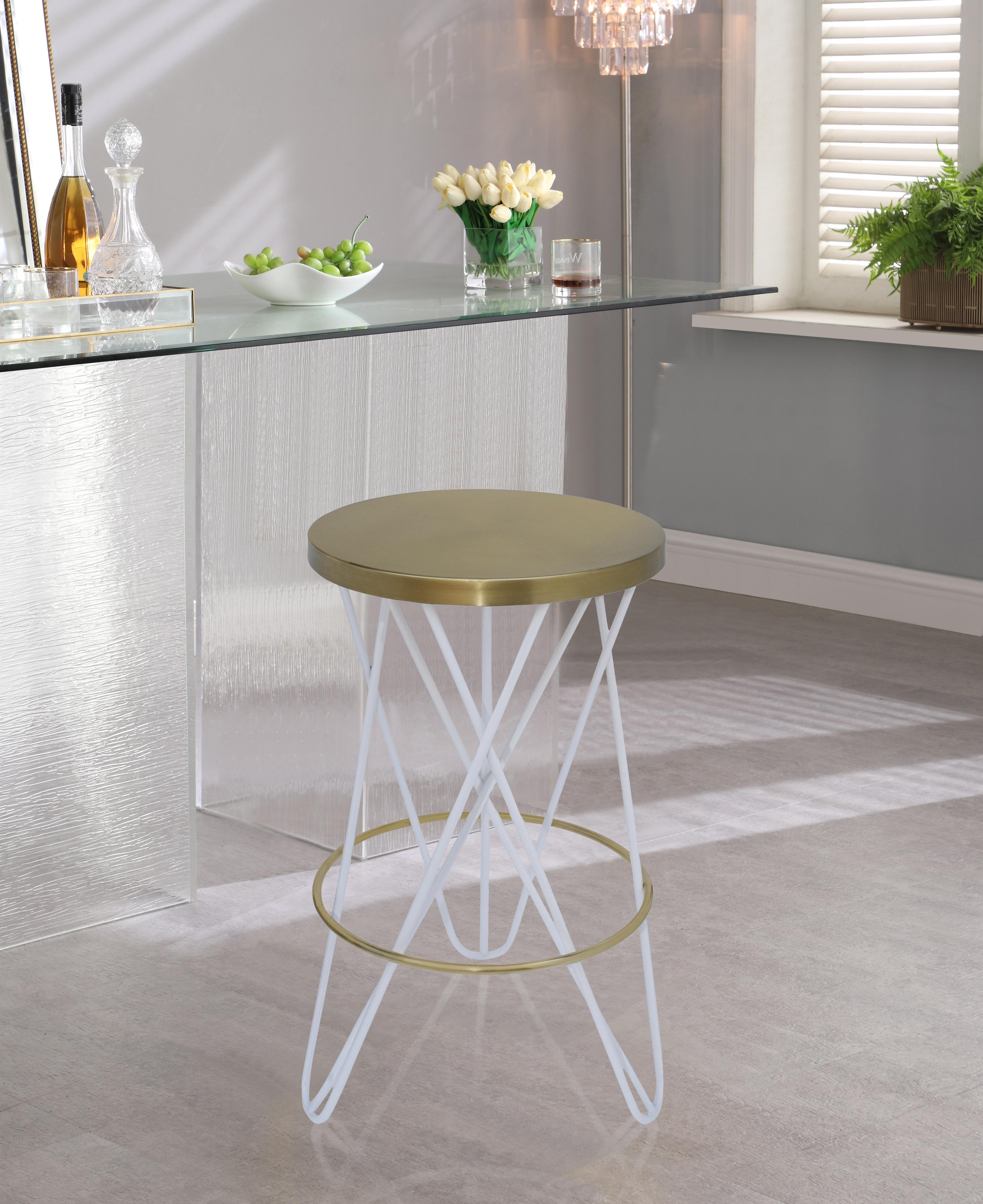 Mercury White / Gold Counter Stool - Luxury Home Furniture (MI)