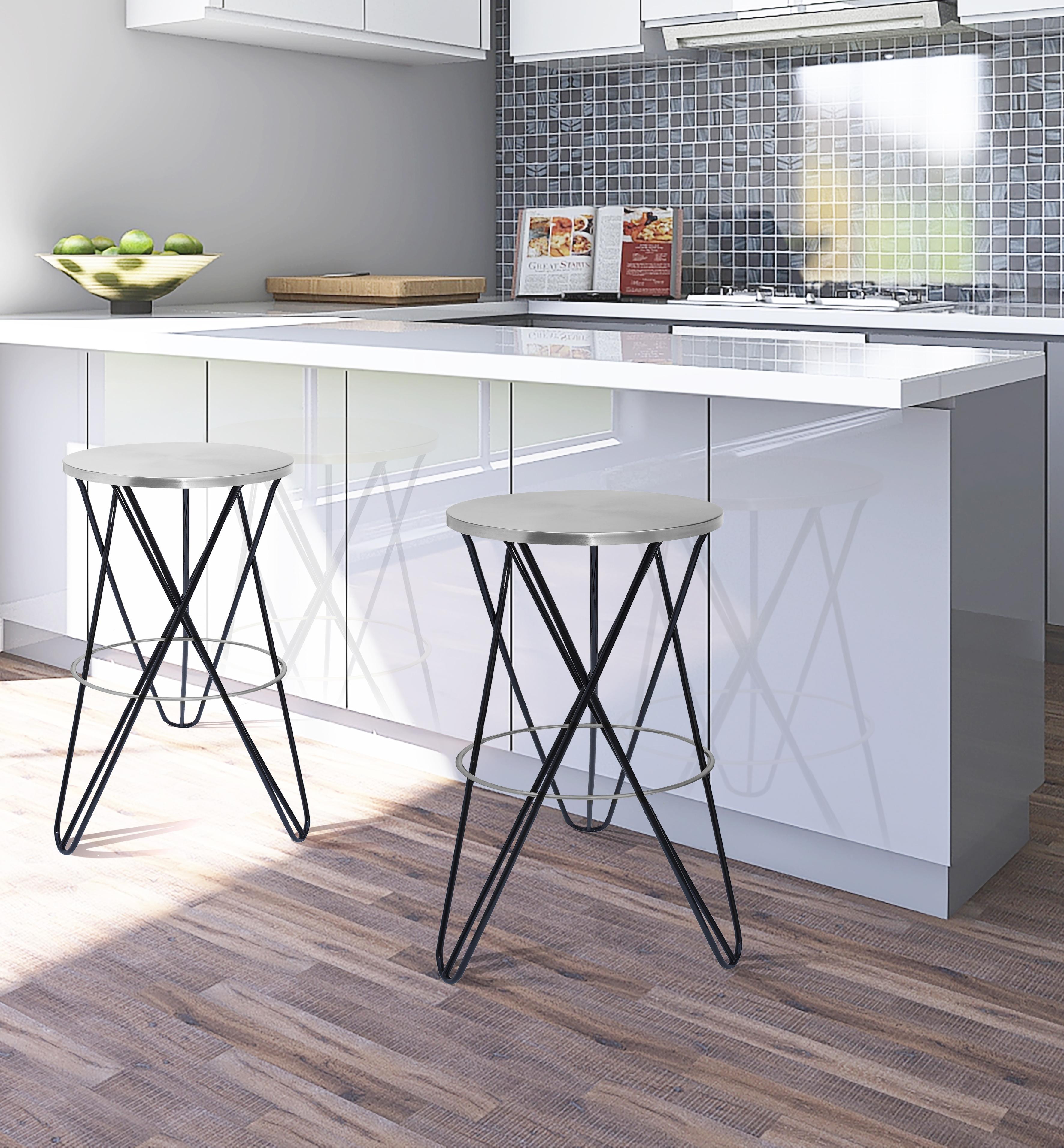 Mercury Black / Silver Counter Stool - Luxury Home Furniture (MI)