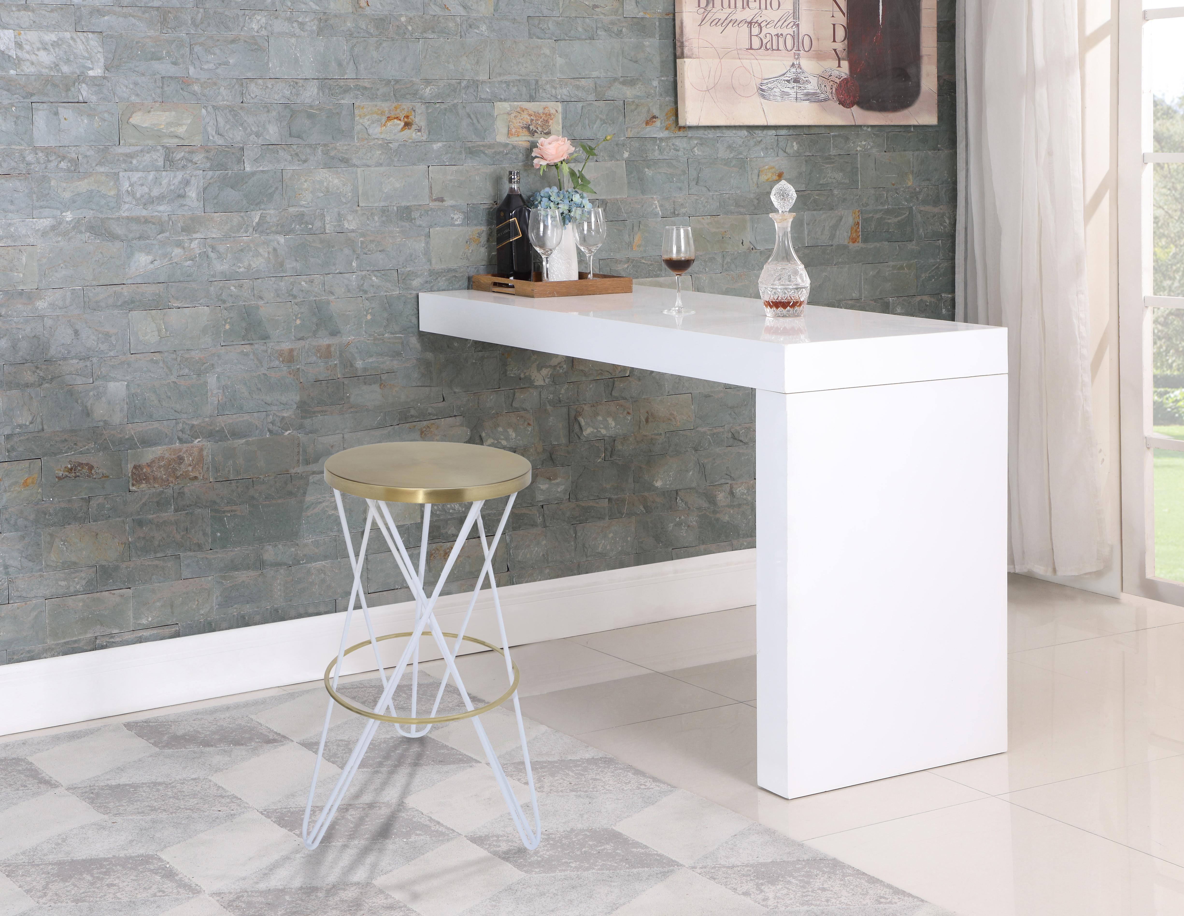 Mercury White / Gold Bar Stool - Luxury Home Furniture (MI)